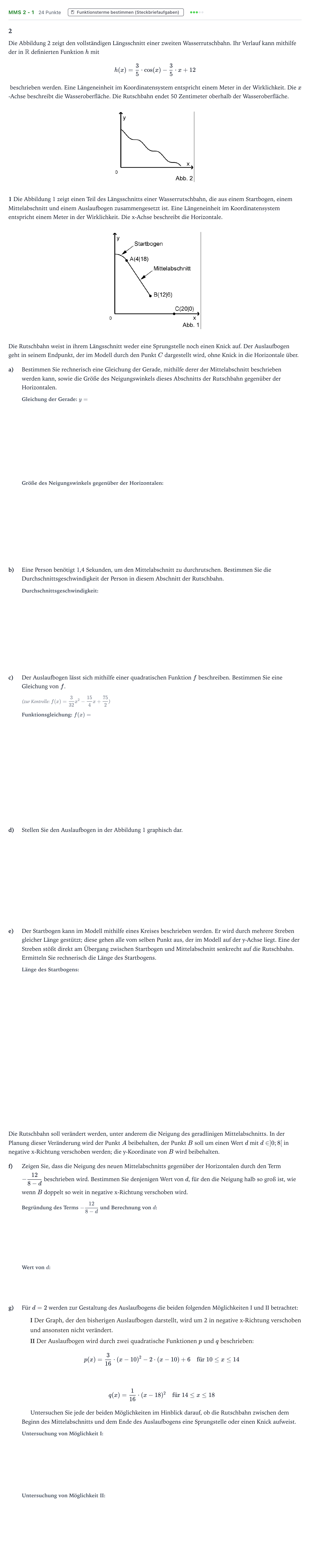 Aufgabenstellung: Aufgabe MMS 2 - 1 · Abitur NRW Mathematik GK · Teil B · Analysis (CAS) 2023
