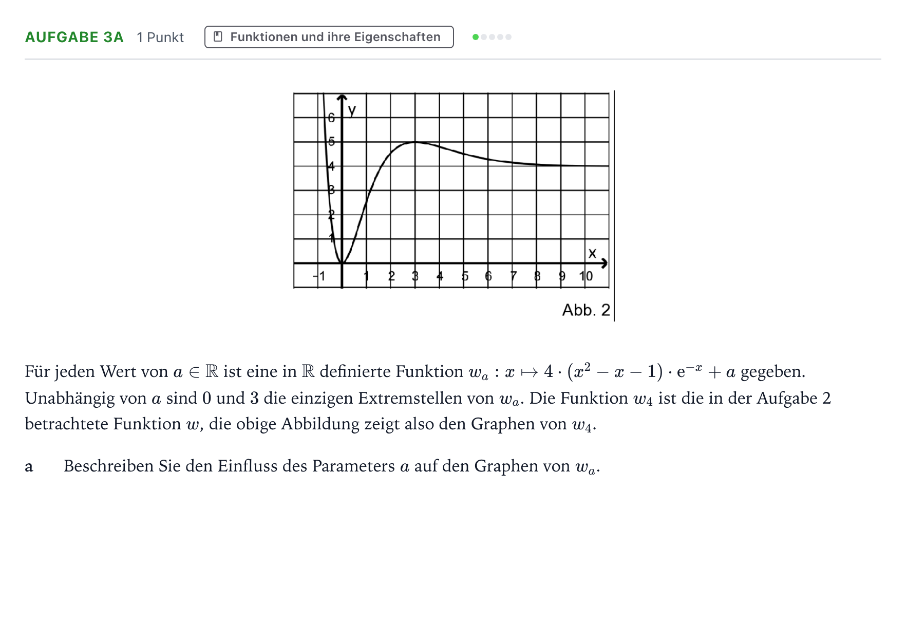 Aufgabenstellung: Aufgabe 3a - Funktionen und ihre Eigenschaften · Abitur NRW Mathematik GK · Teil B · Analysis (WTR) 2023