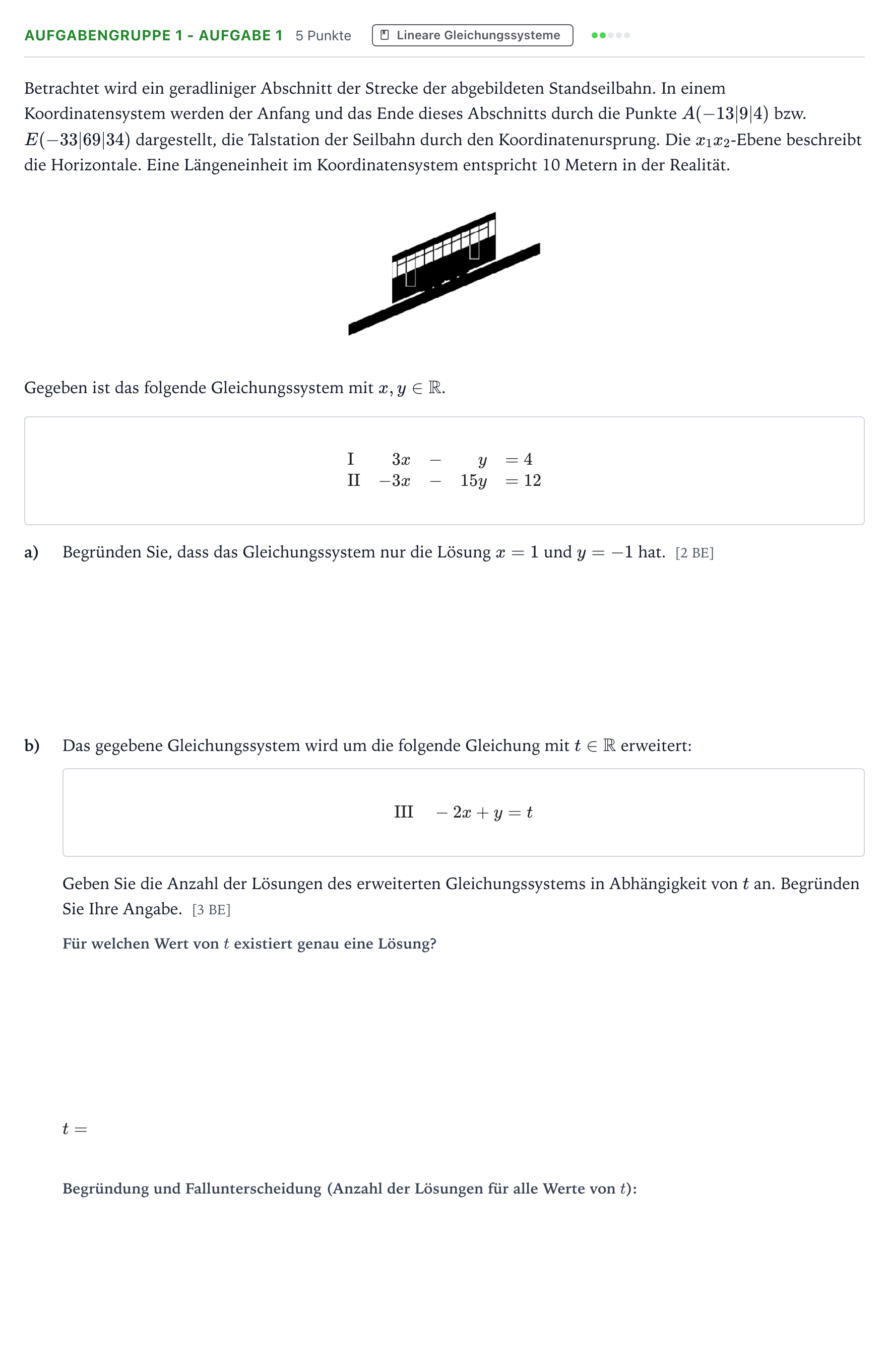 Aufgabenstellung: Aufgabengruppe 1 - Aufgabe 1 · Abitur NRW Mathematik GK · Teil A · Analytische Geometrie 2023