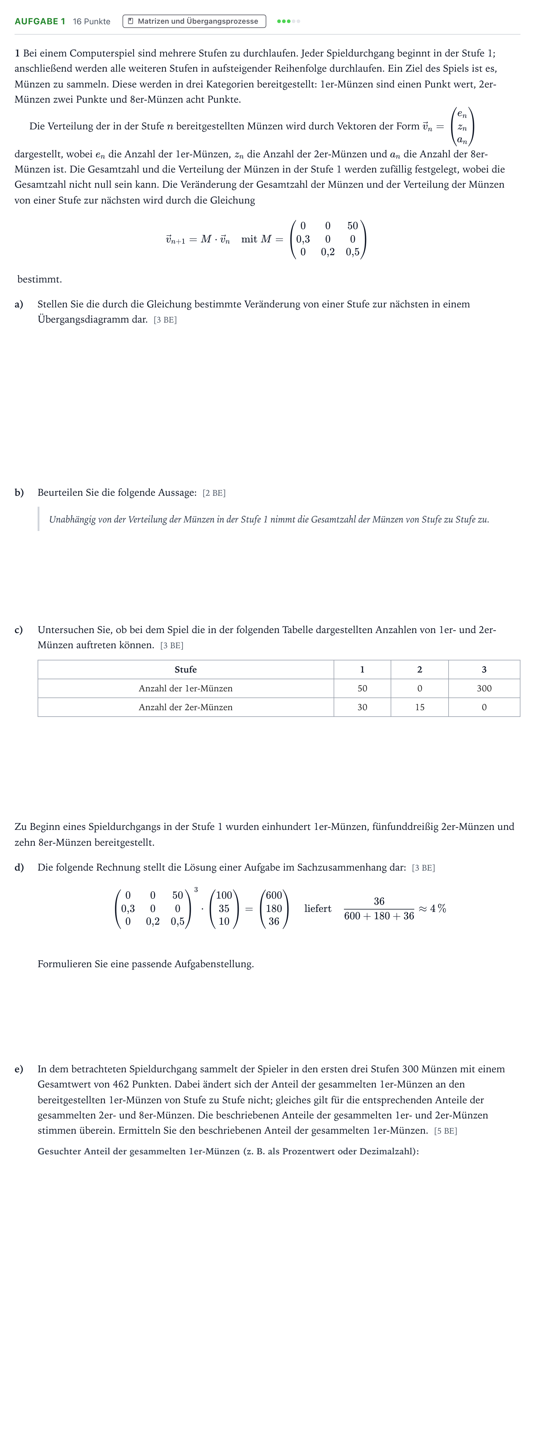 Aufgabenstellung: Aufgabe 1 · Abitur NRW Mathematik LK · Teil B · Lineare Algebra (CAS) 2023