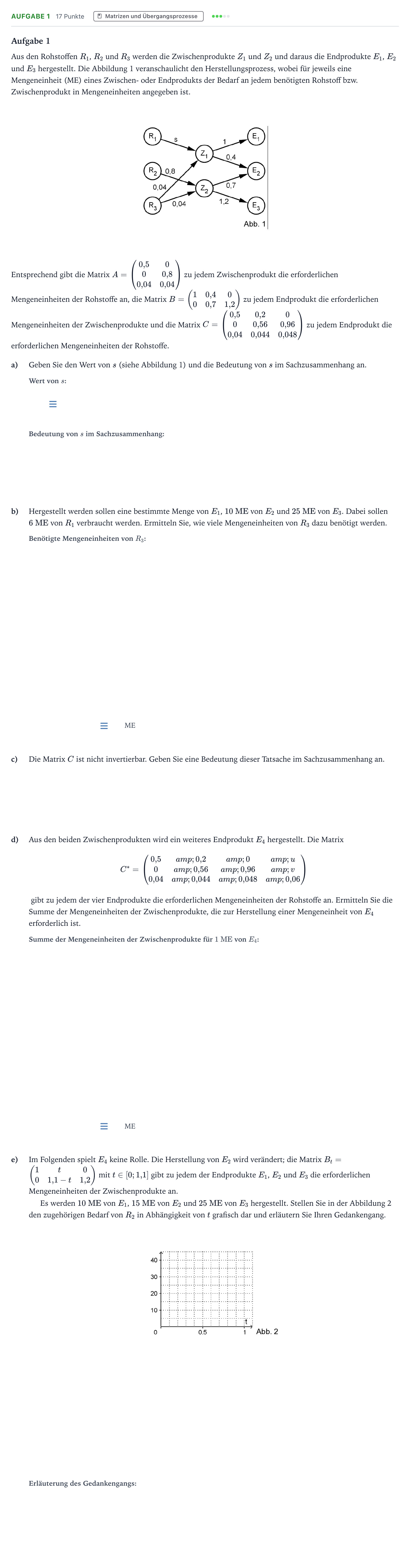 Aufgabenstellung: Aufgabe 1 · Abitur NRW Mathematik LK · Teil B · Lineare Algebra (WTR) 2023