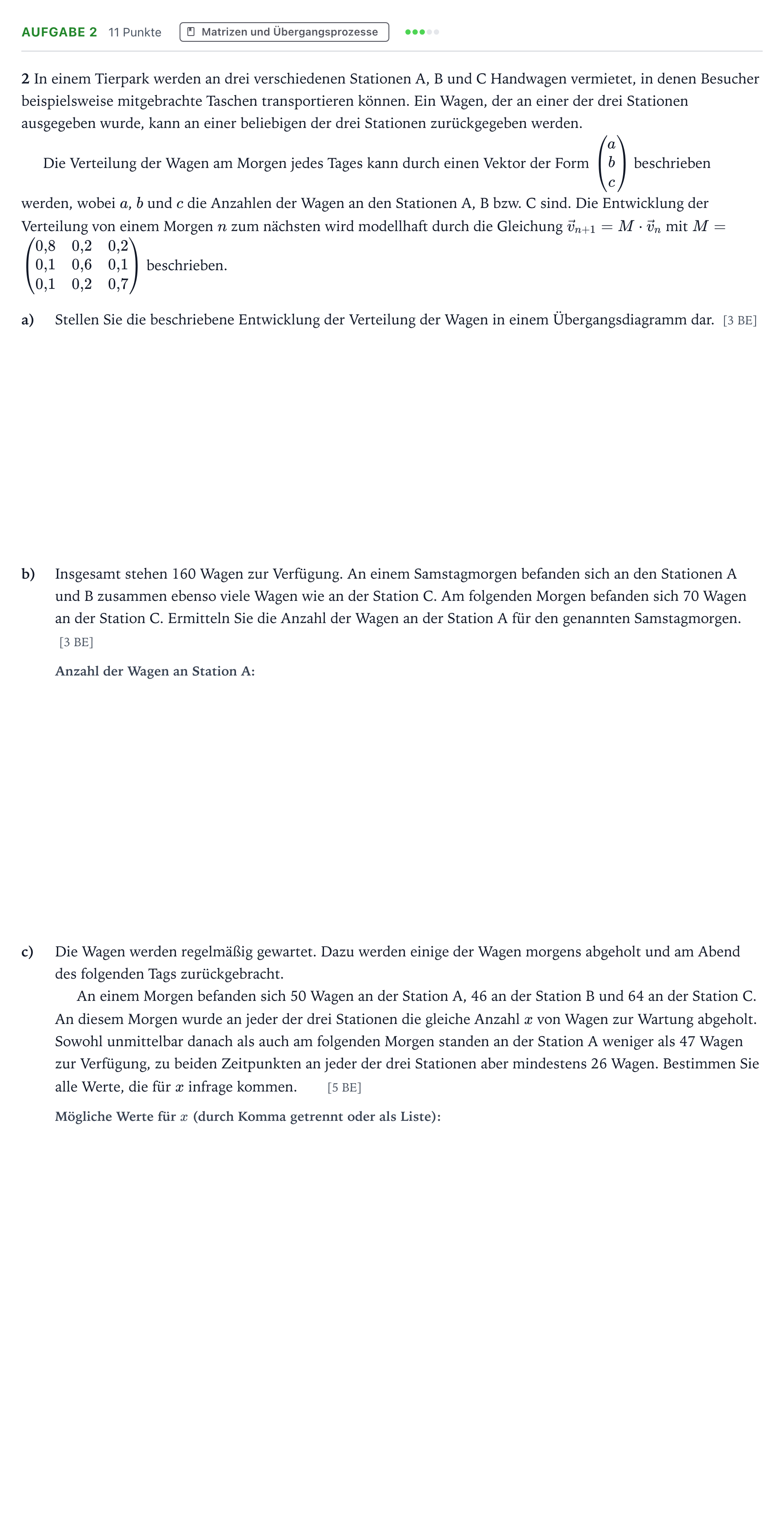 Aufgabenstellung: Aufgabe 2 · Abitur NRW Mathematik GK · Teil B · Lineare Algebra (CAS) 2023