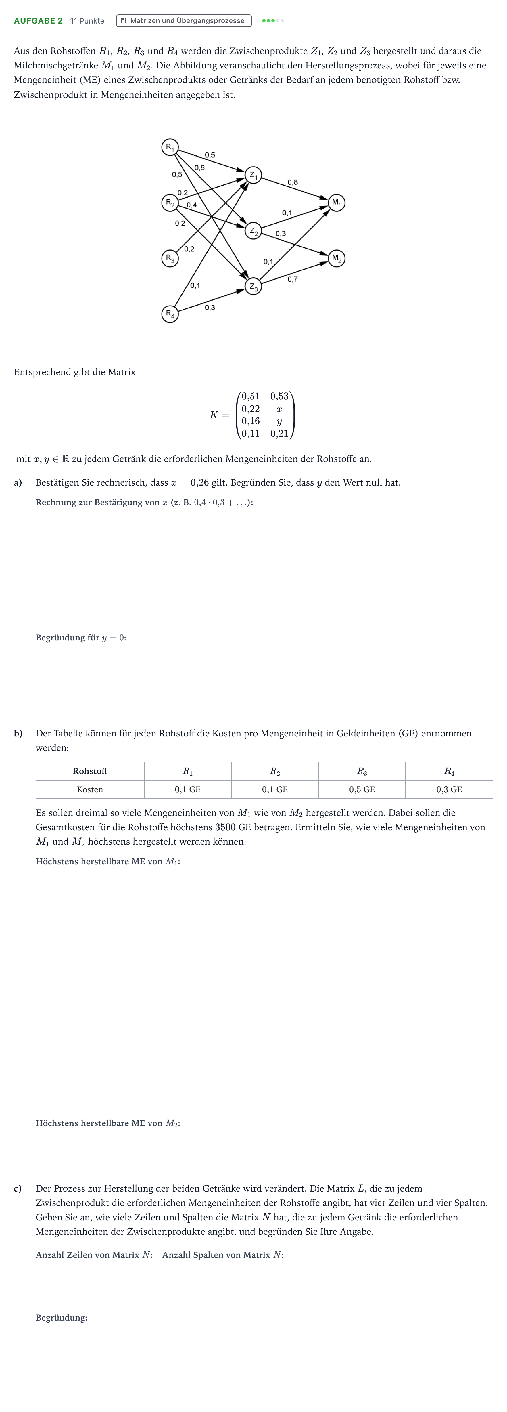 Aufgabenstellung: Aufgabe 2 · Abitur NRW Mathematik GK · Teil B · Lineare Algebra (WTR) 2023