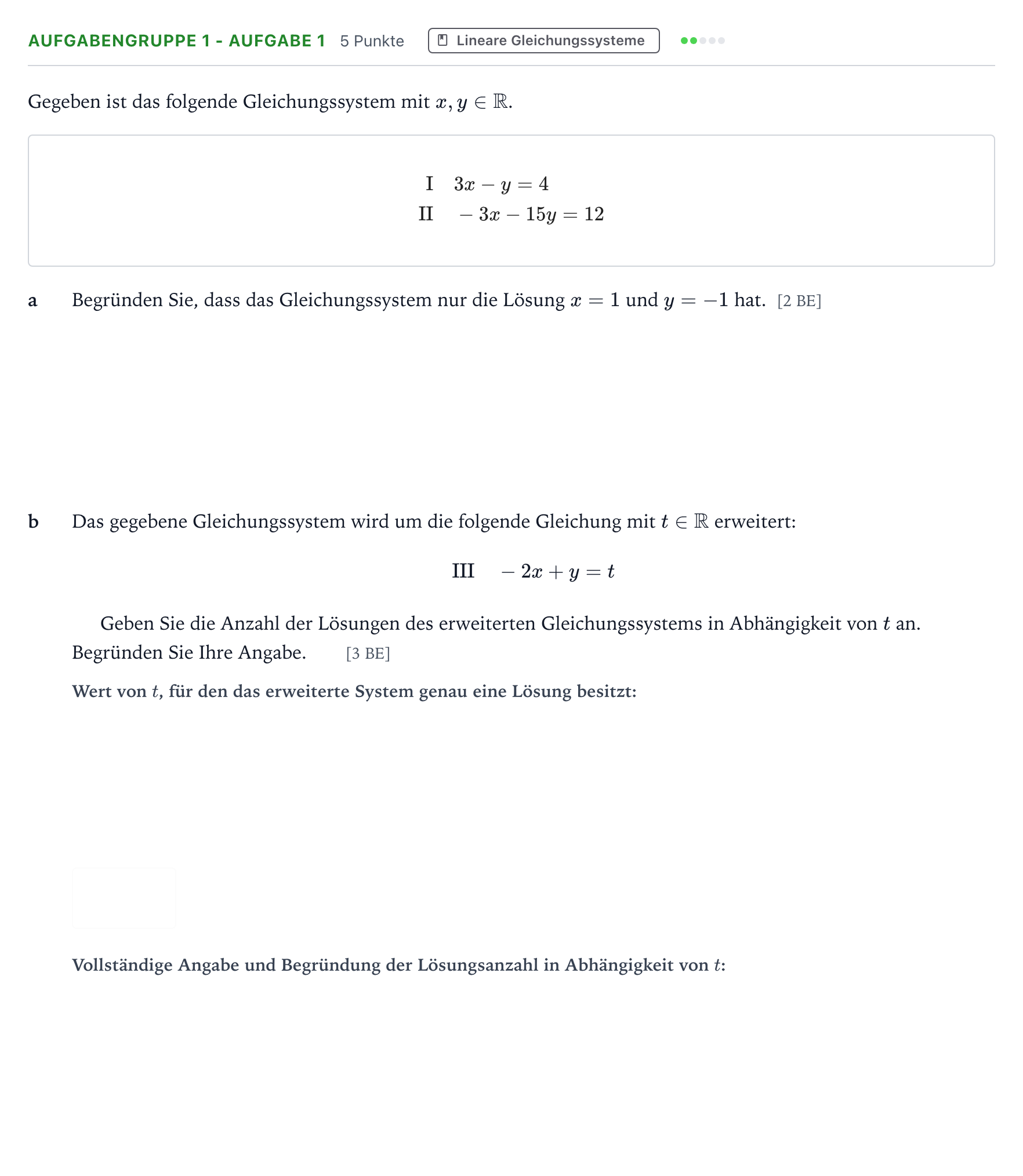Aufgabenstellung: Aufgabengruppe 1 - Aufgabe 1 · Abitur NRW Mathematik GK · Teil A · Lineare Algebra 2023