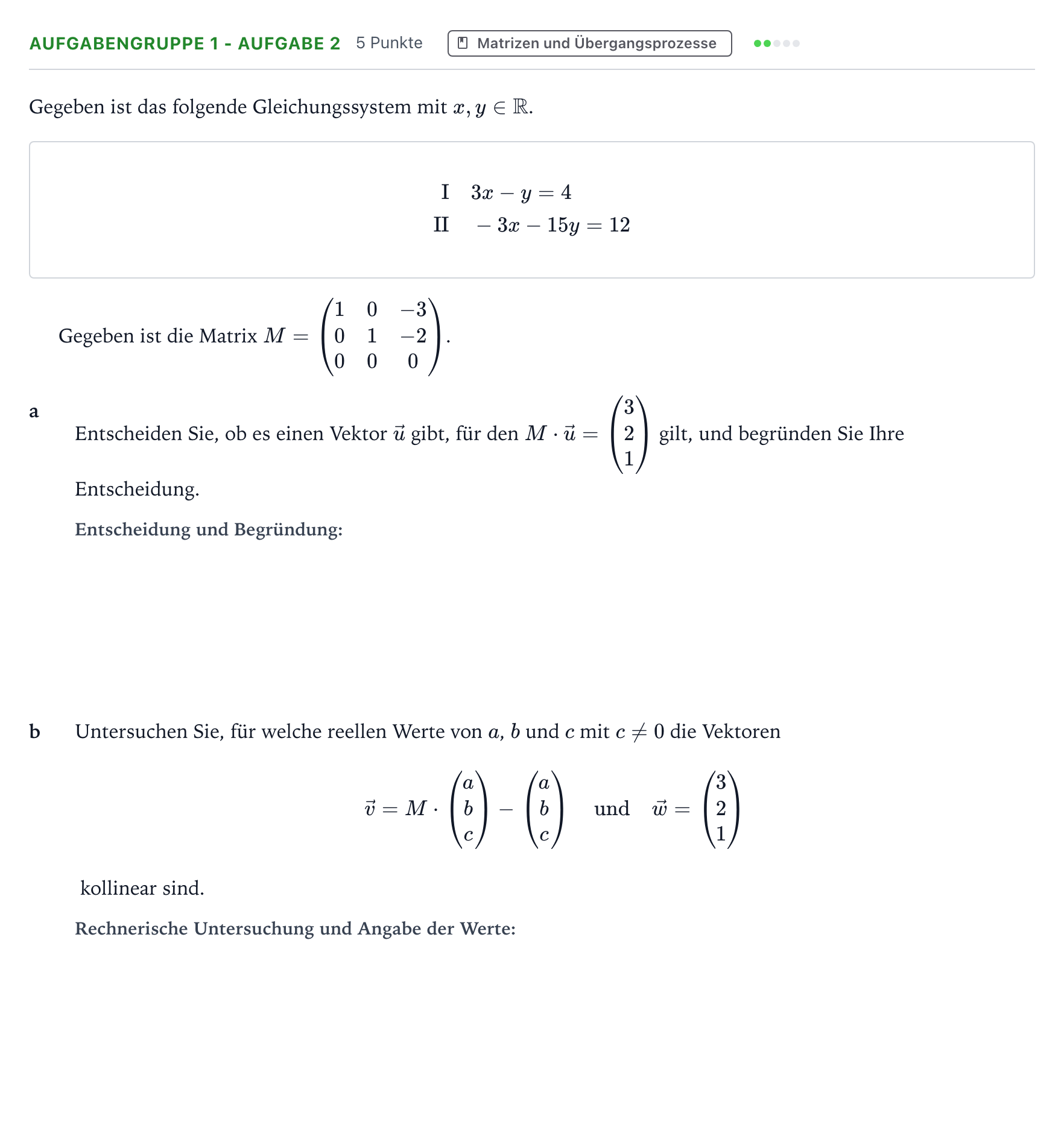 Aufgabenstellung: Aufgabengruppe 1 - Aufgabe 2 · Abitur NRW Mathematik GK · Teil A · Lineare Algebra 2023