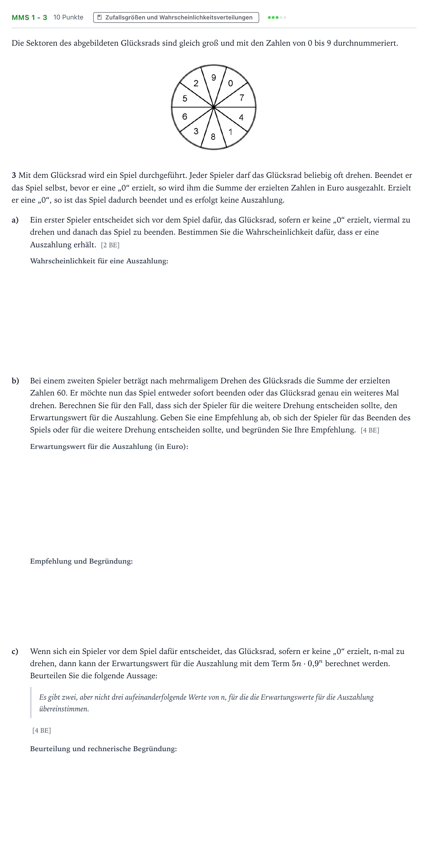 Aufgabenstellung: Aufgabe MMS 1 - 3 · Abitur NRW Mathematik LK · Teil B · Stochastik (CAS) 2023