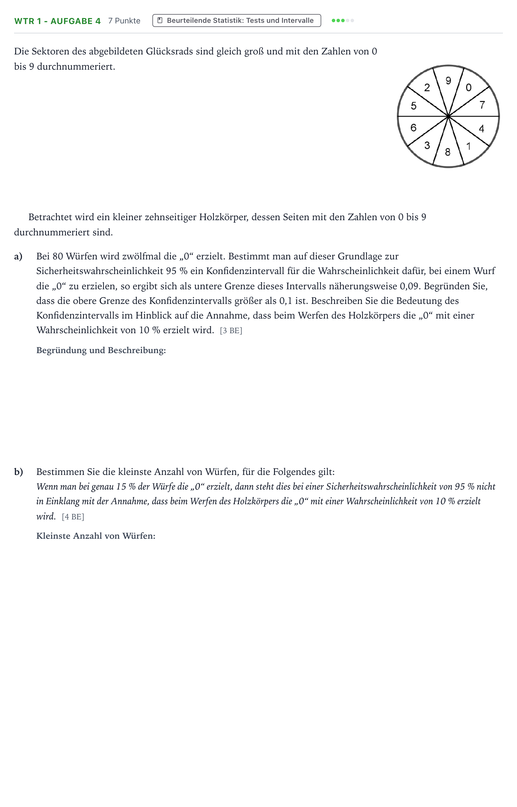 Aufgabenstellung: Aufgabe WTR 1 - Aufgabe 4 · Abitur NRW Mathematik LK · Teil B · Stochastik (WTR) 2023