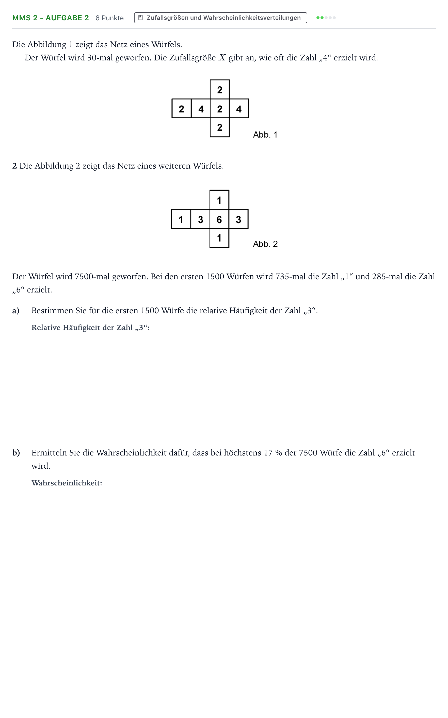 Aufgabenstellung: Aufgabe MMS 2 - Aufgabe 2 · Abitur NRW Mathematik GK · Teil B · Stochastik (CAS) 2023