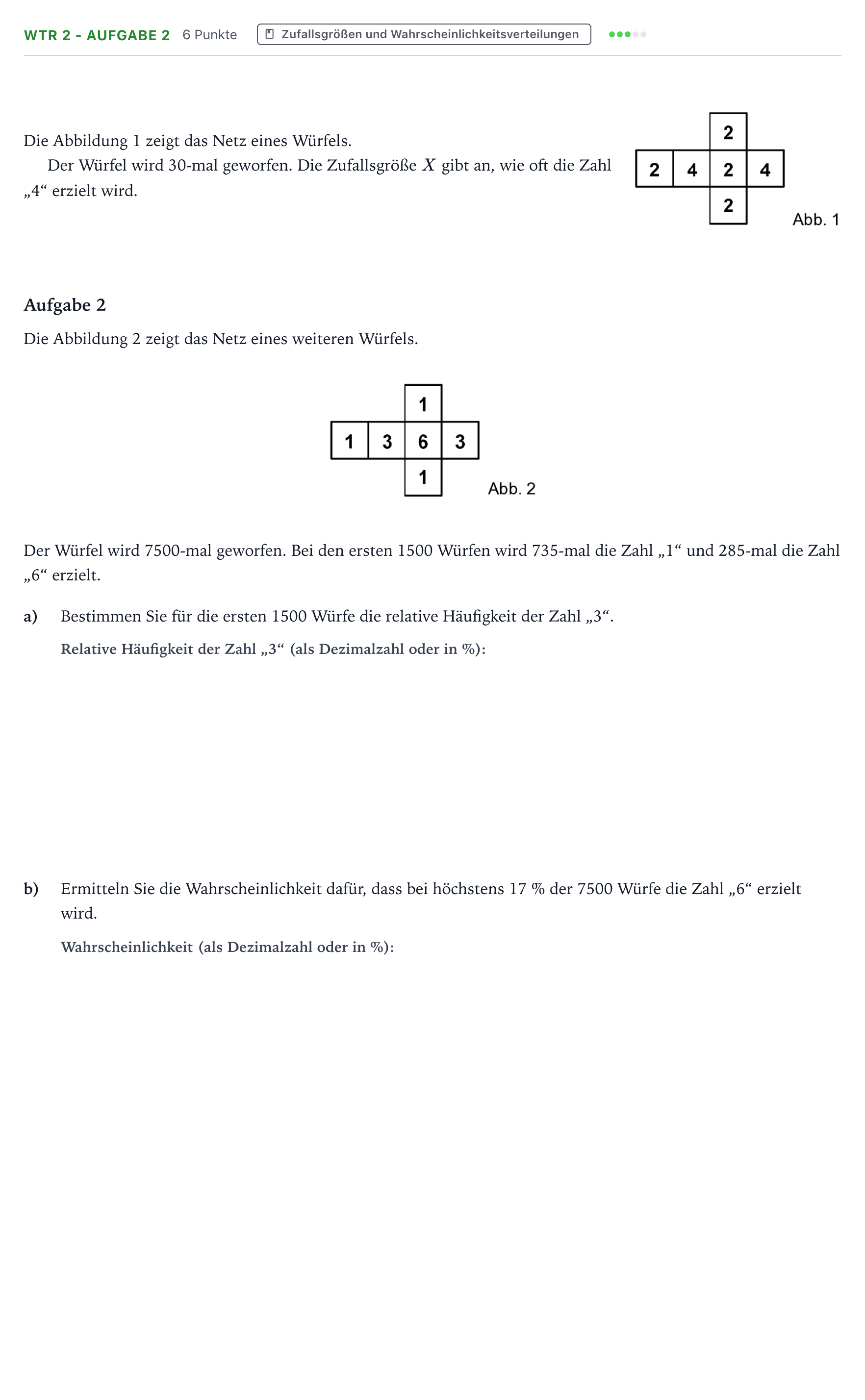 Aufgabenstellung: Aufgabe WTR 2 - Aufgabe 2 · Abitur NRW Mathematik GK · Teil B · Stochastik (WTR) 2023