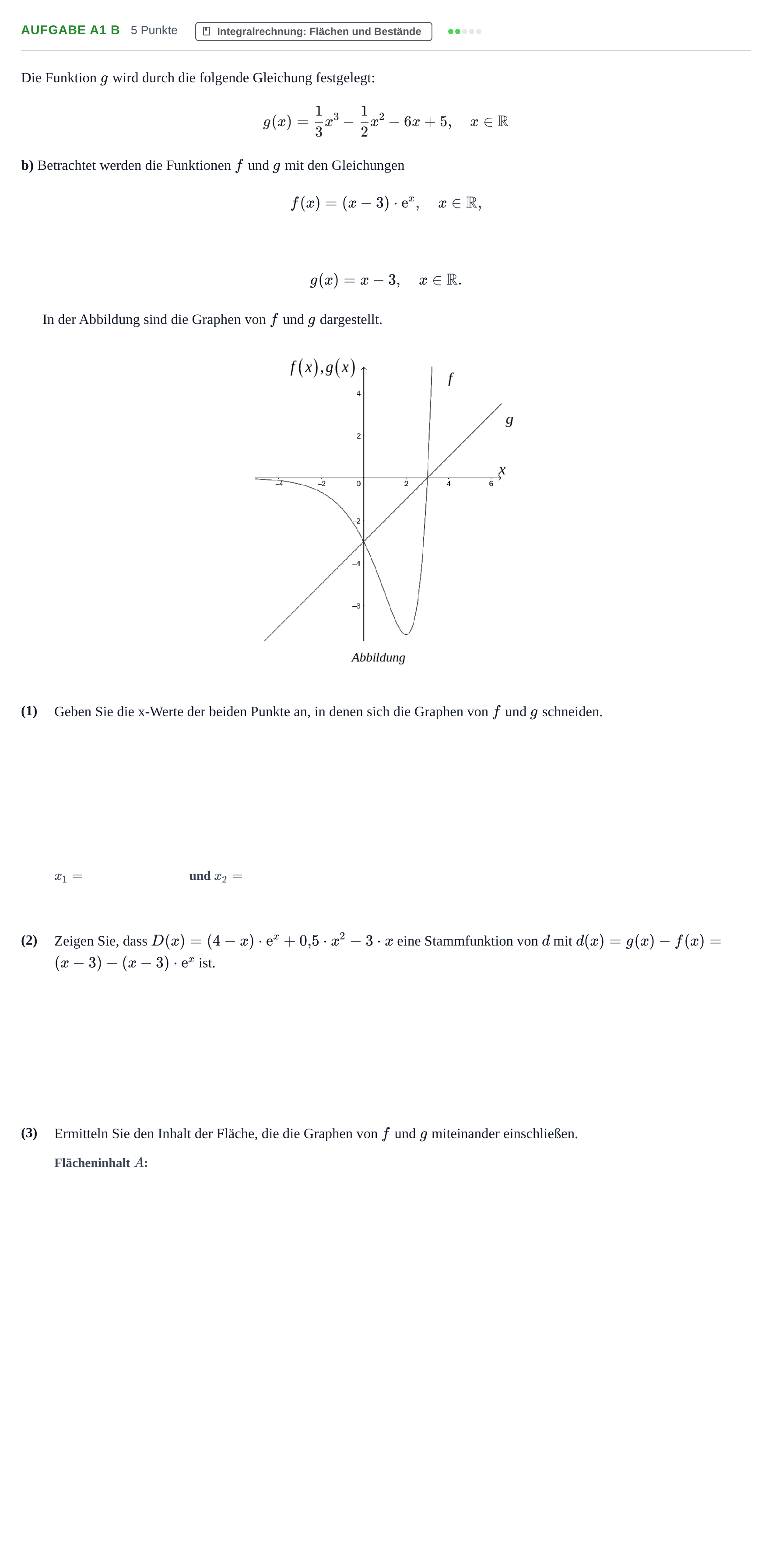 Aufgabenstellung: Aufgabe A1 b · Abitur NRW Mathematik GK · Haupttermin · CAS 2022