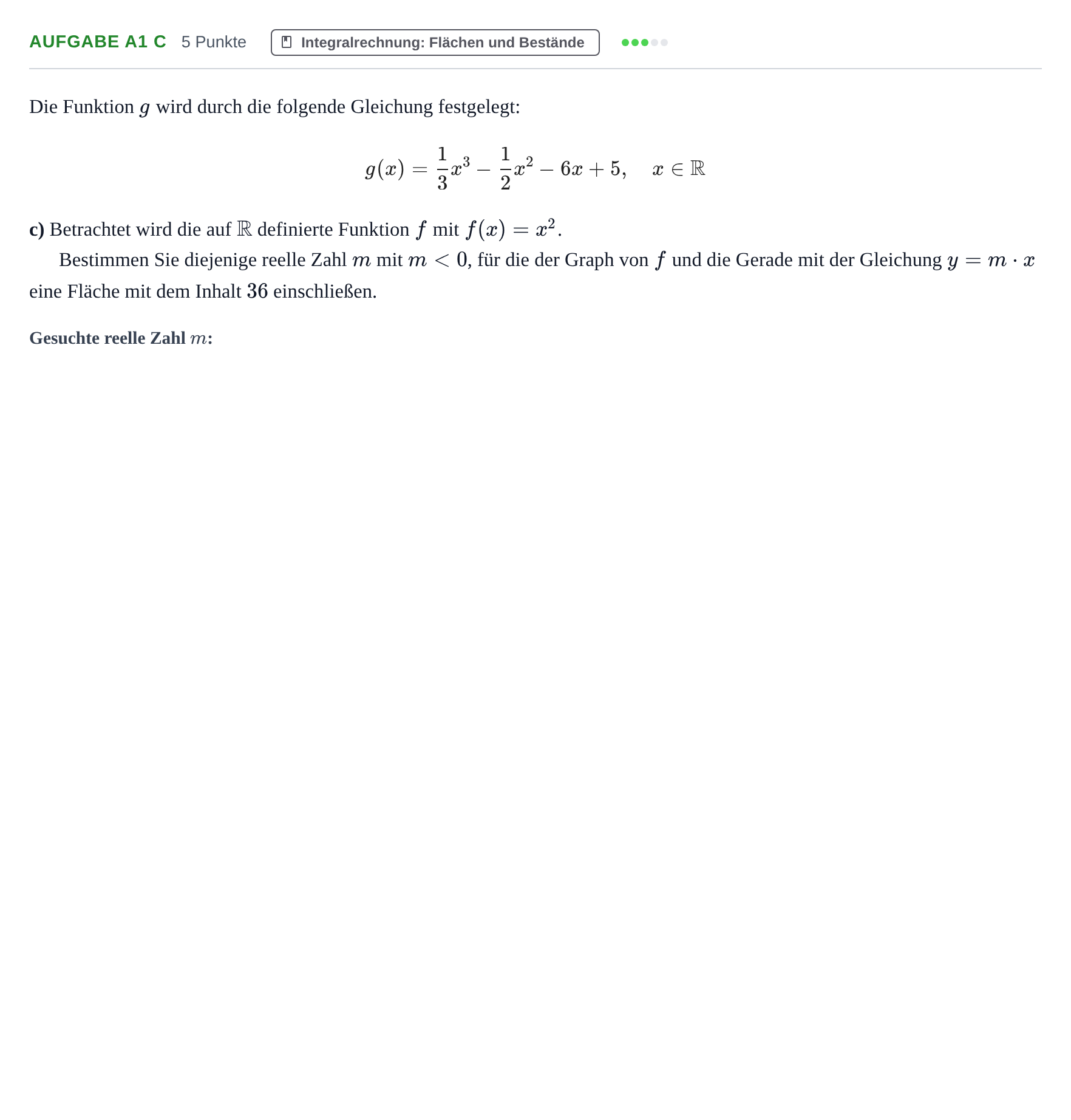 Aufgabenstellung: Aufgabe A1 c · Abitur NRW Mathematik GK · Haupttermin · CAS 2022