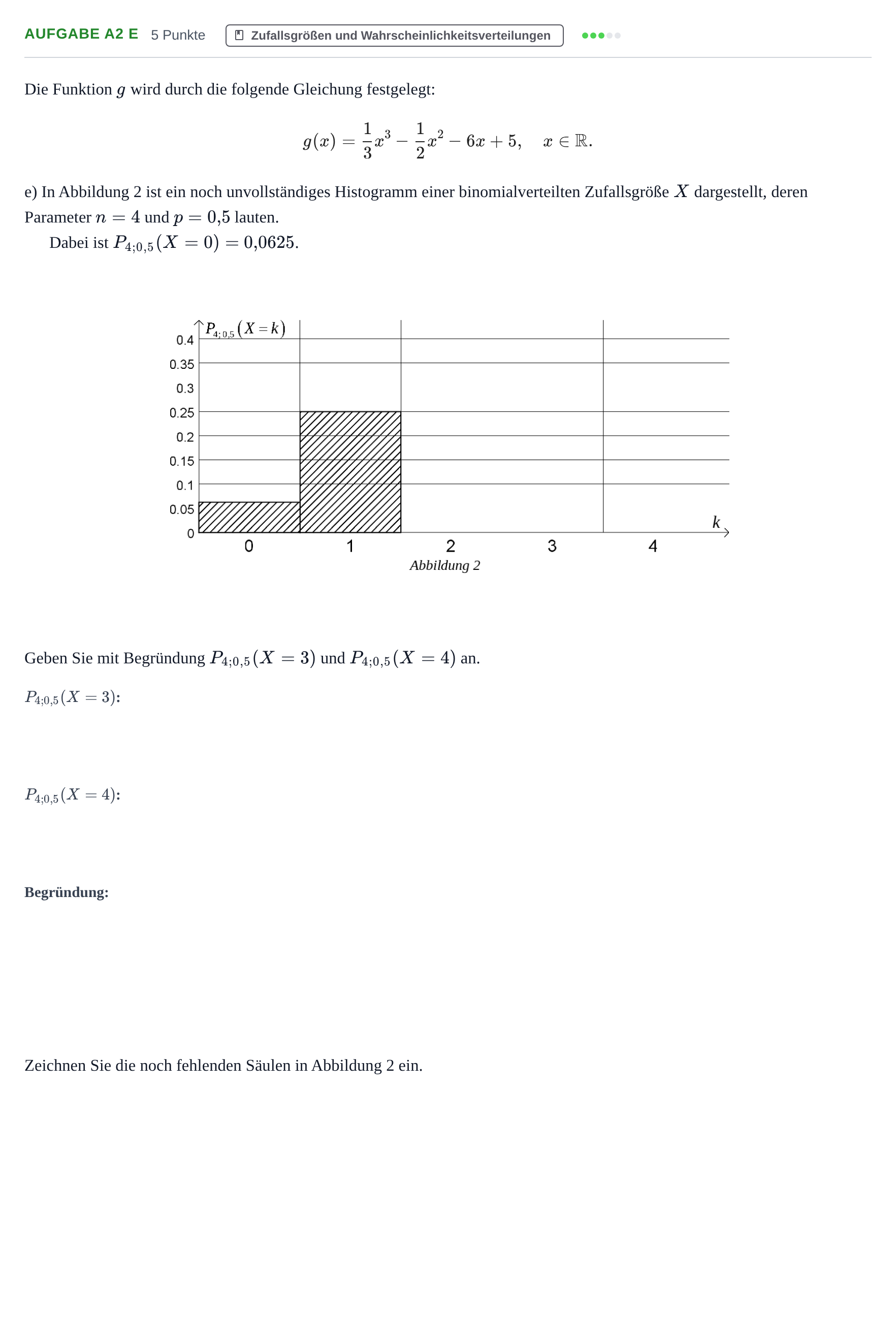 Aufgabenstellung: Aufgabe A2 e · Abitur NRW Mathematik GK · Haupttermin · CAS 2022