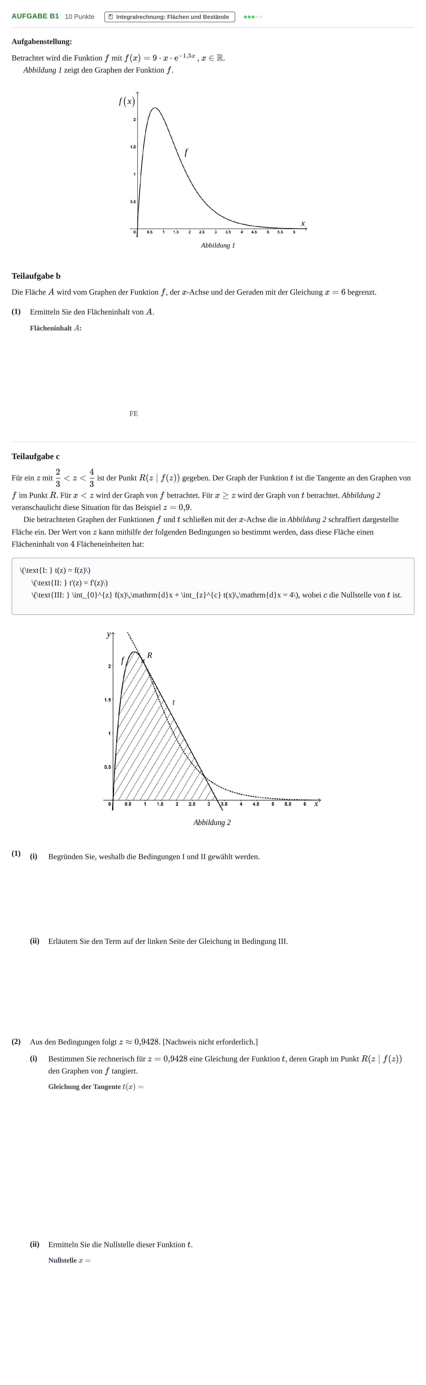 Aufgabenstellung: Aufgabe B1 - Integralrechnung · Abitur NRW Mathematik GK · Haupttermin · CAS 2022