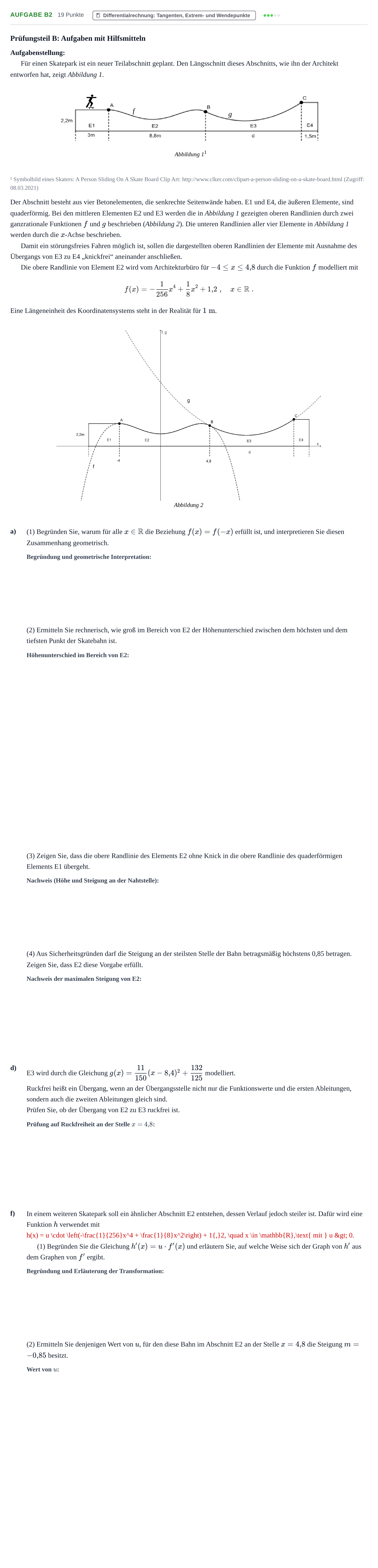 Aufgabenstellung: Aufgabe B2 - Differentialrechnung · Abitur NRW Mathematik GK · Haupttermin · CAS 2022