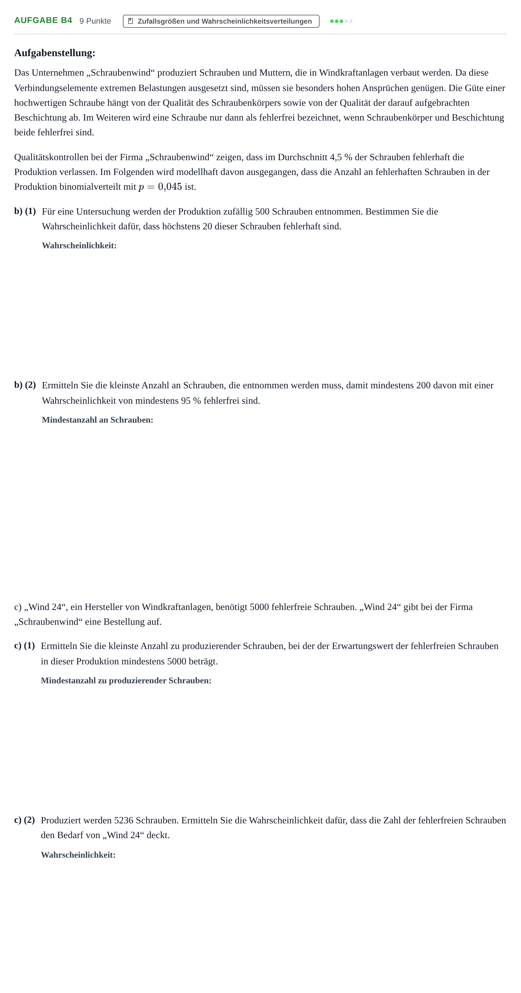 Aufgabenstellung: Aufgabe B4 - Zufallsgrößen und Wahrscheinlichkeit… · Abitur NRW Mathematik GK · Haupttermin · CAS 2022