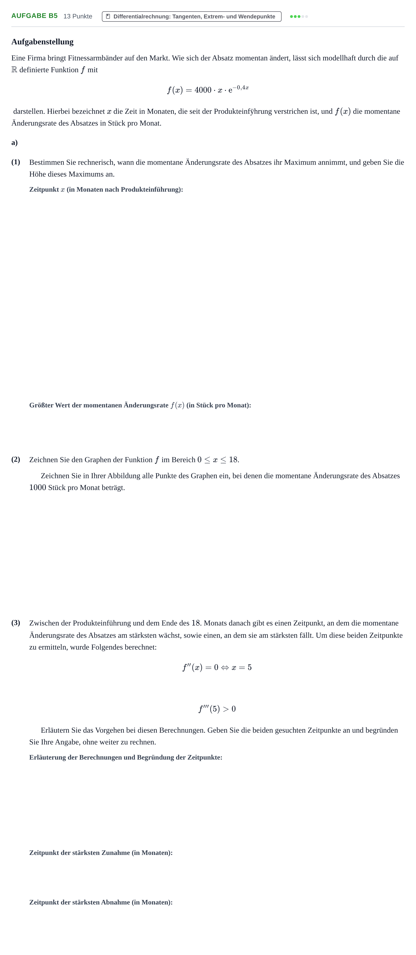 Aufgabenstellung: Aufgabe B5 - Differentialrechnung · Abitur NRW Mathematik GK · Haupttermin · CAS 2022