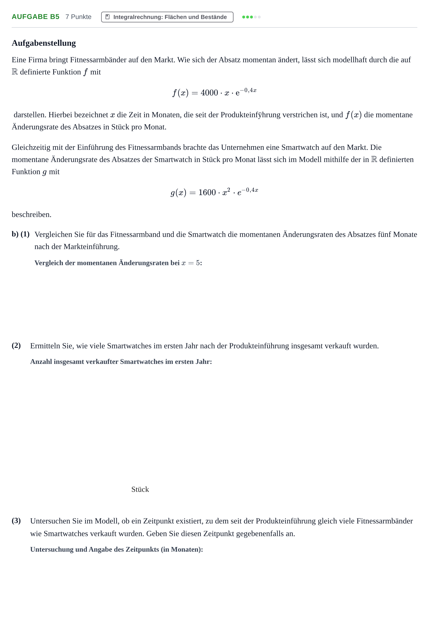Aufgabenstellung: Aufgabe B5 - Integralrechnung · Abitur NRW Mathematik GK · Haupttermin · CAS 2022
