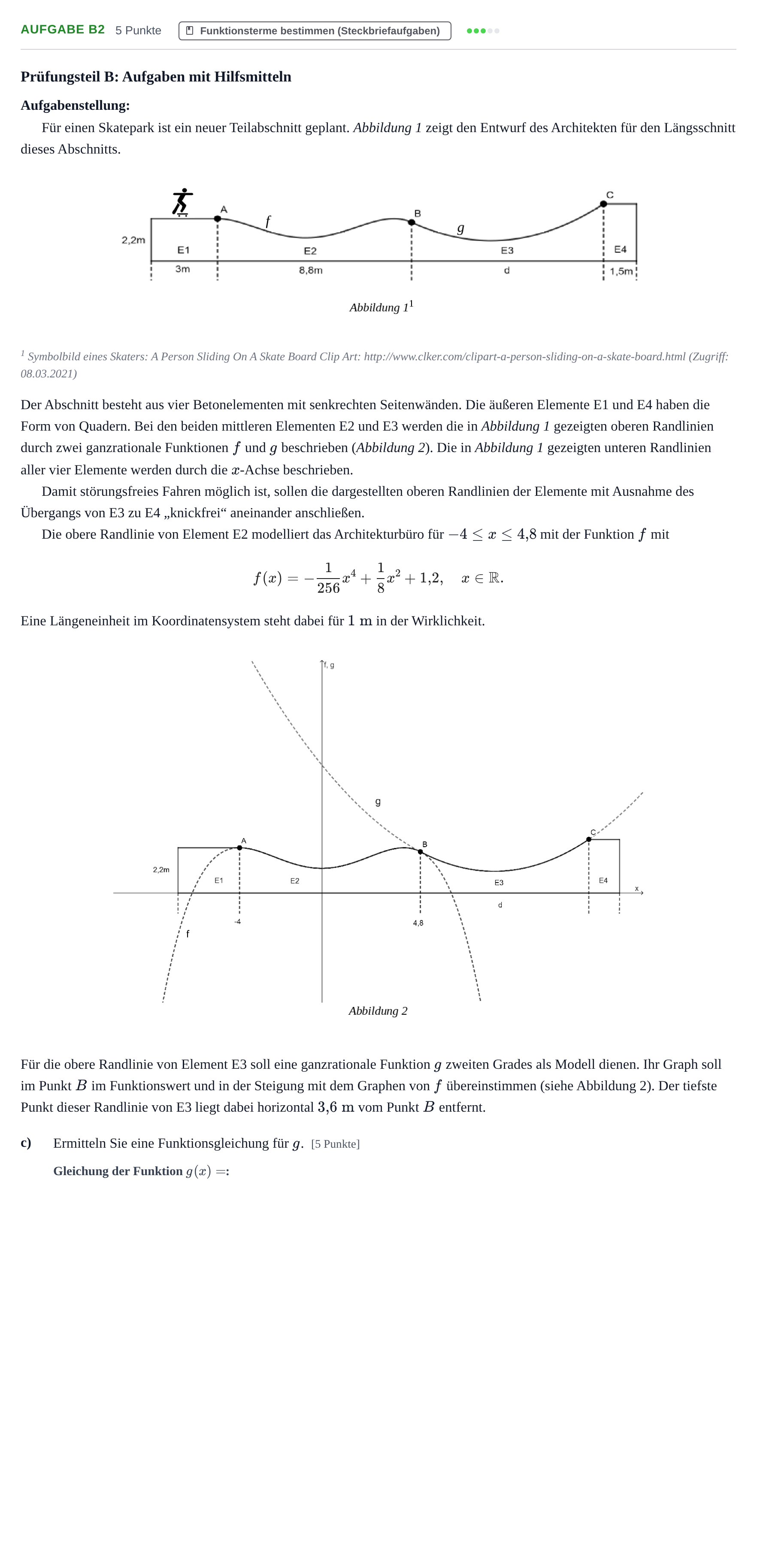 Aufgabenstellung: Aufgabe B2 - Funktionsterme bestimmen · Abitur NRW Mathematik GK · Haupttermin · CAS · Weiterbildungsk 2022