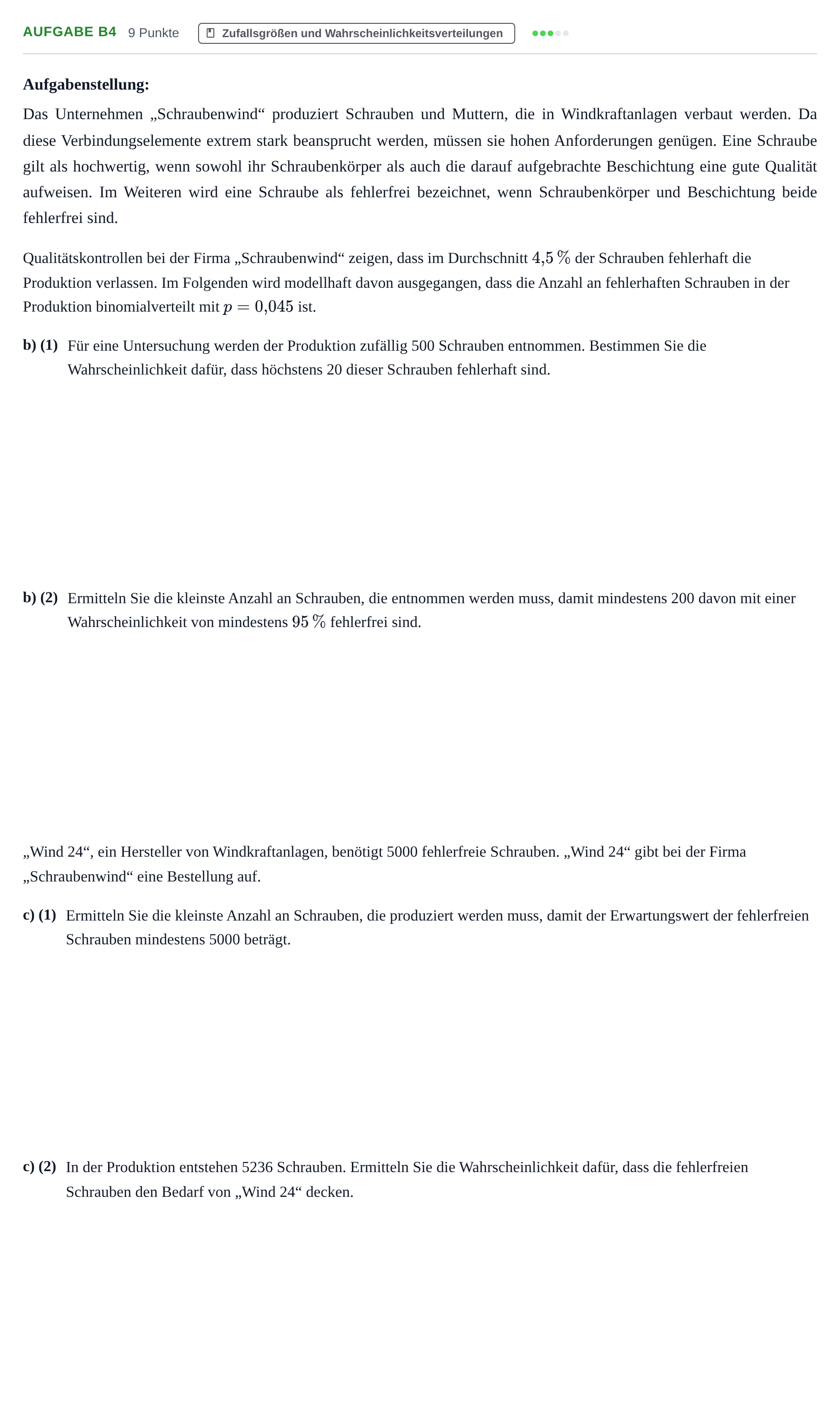 Aufgabenstellung: Aufgabe B4 - Zufallsgrößen und Wahrscheinlichkeit… · Abitur NRW Mathematik GK · Haupttermin · CAS · Weiterbildungsk 2022