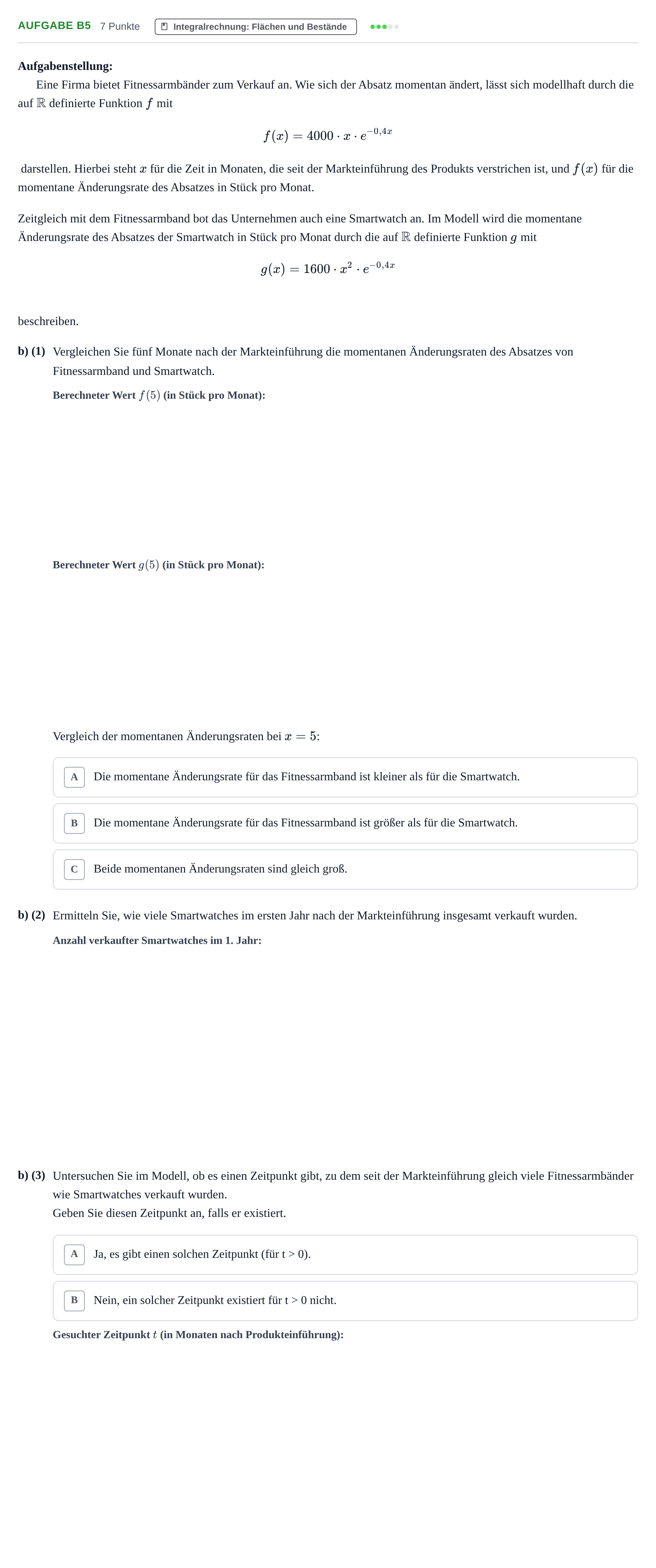 Aufgabenstellung: Aufgabe B5 - Integralrechnung · Abitur NRW Mathematik GK · Haupttermin · CAS · Weiterbildungsk 2022