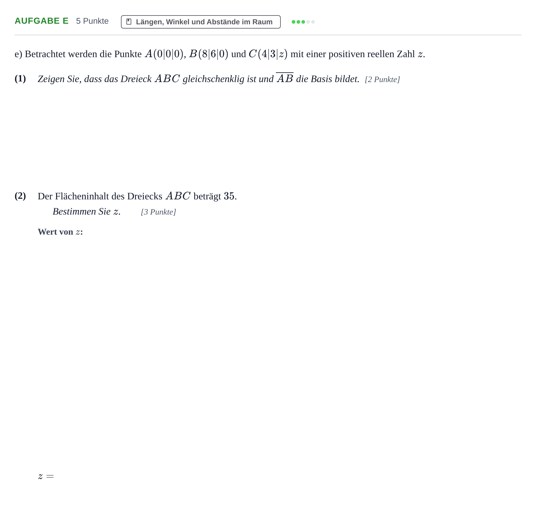 Aufgabenstellung: Aufgabe e · Abitur NRW Mathematik GK · Haupttermin · CAS · Weiterbildungsk 2022