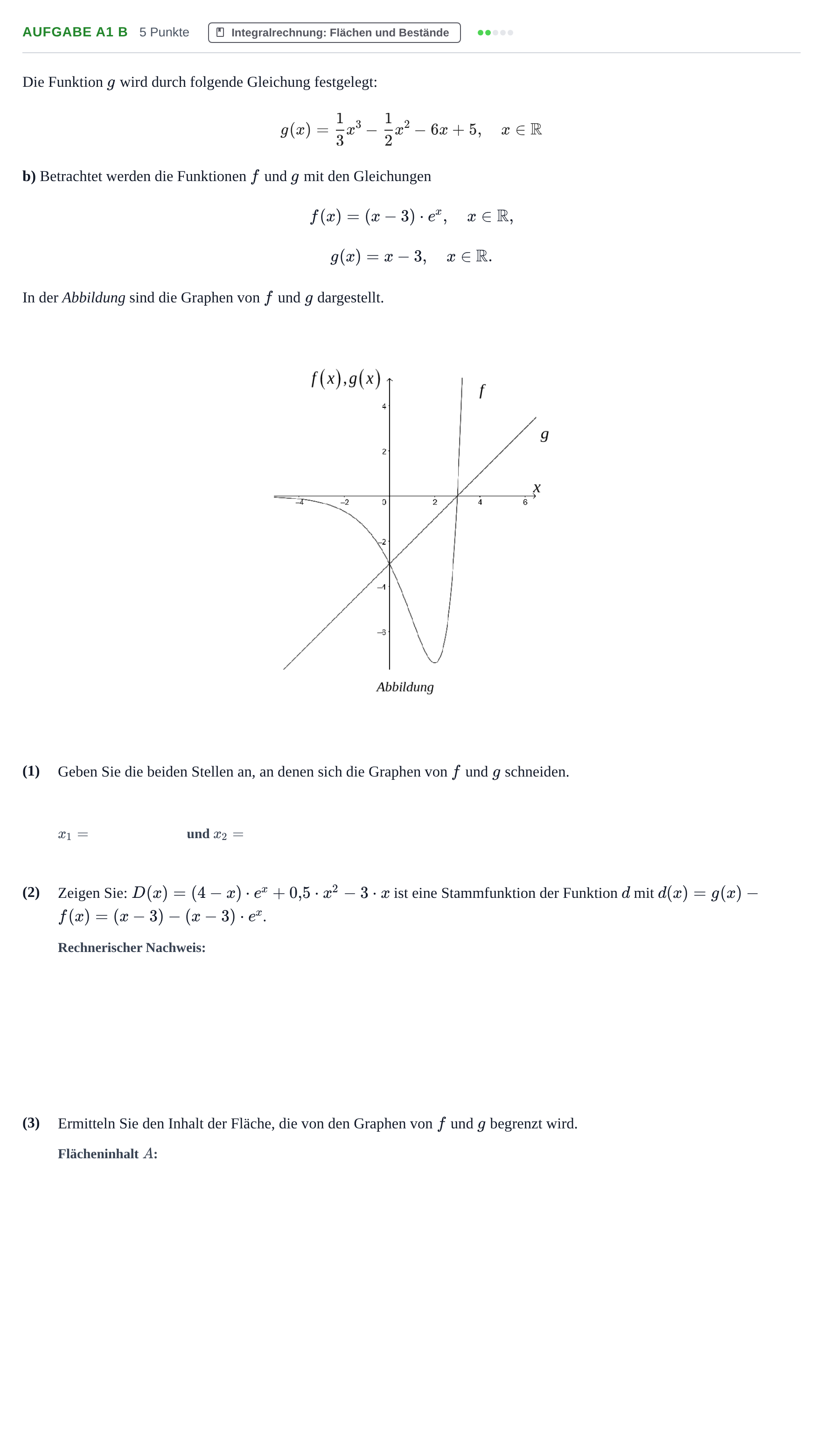 Aufgabenstellung: Aufgabe A1 b · Abitur NRW Mathematik GK · Haupttermin · GTR 2022