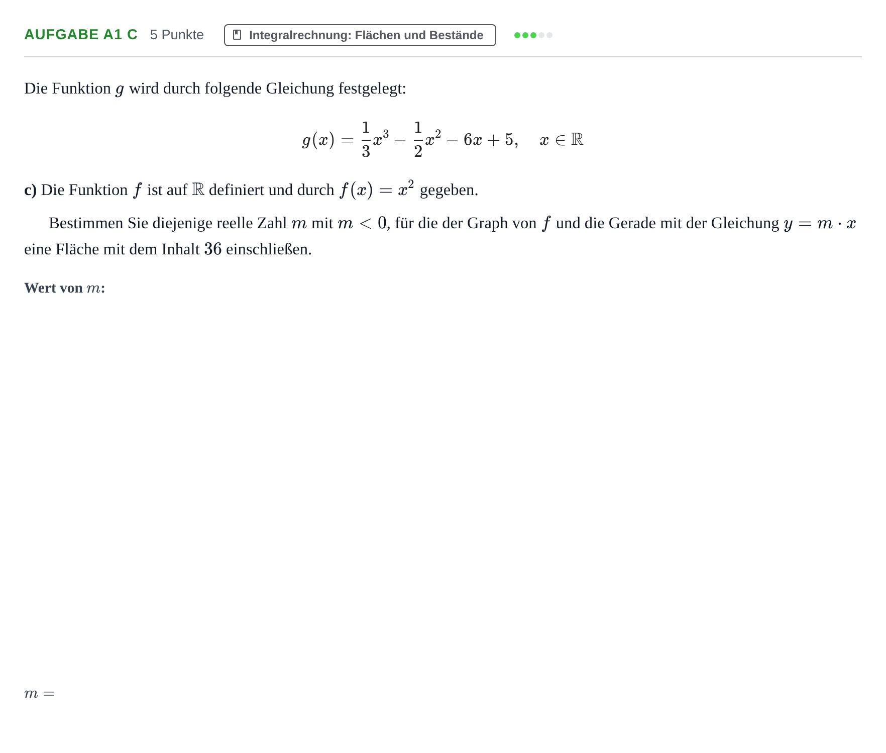 Aufgabenstellung: Aufgabe A1 c · Abitur NRW Mathematik GK · Haupttermin · GTR 2022