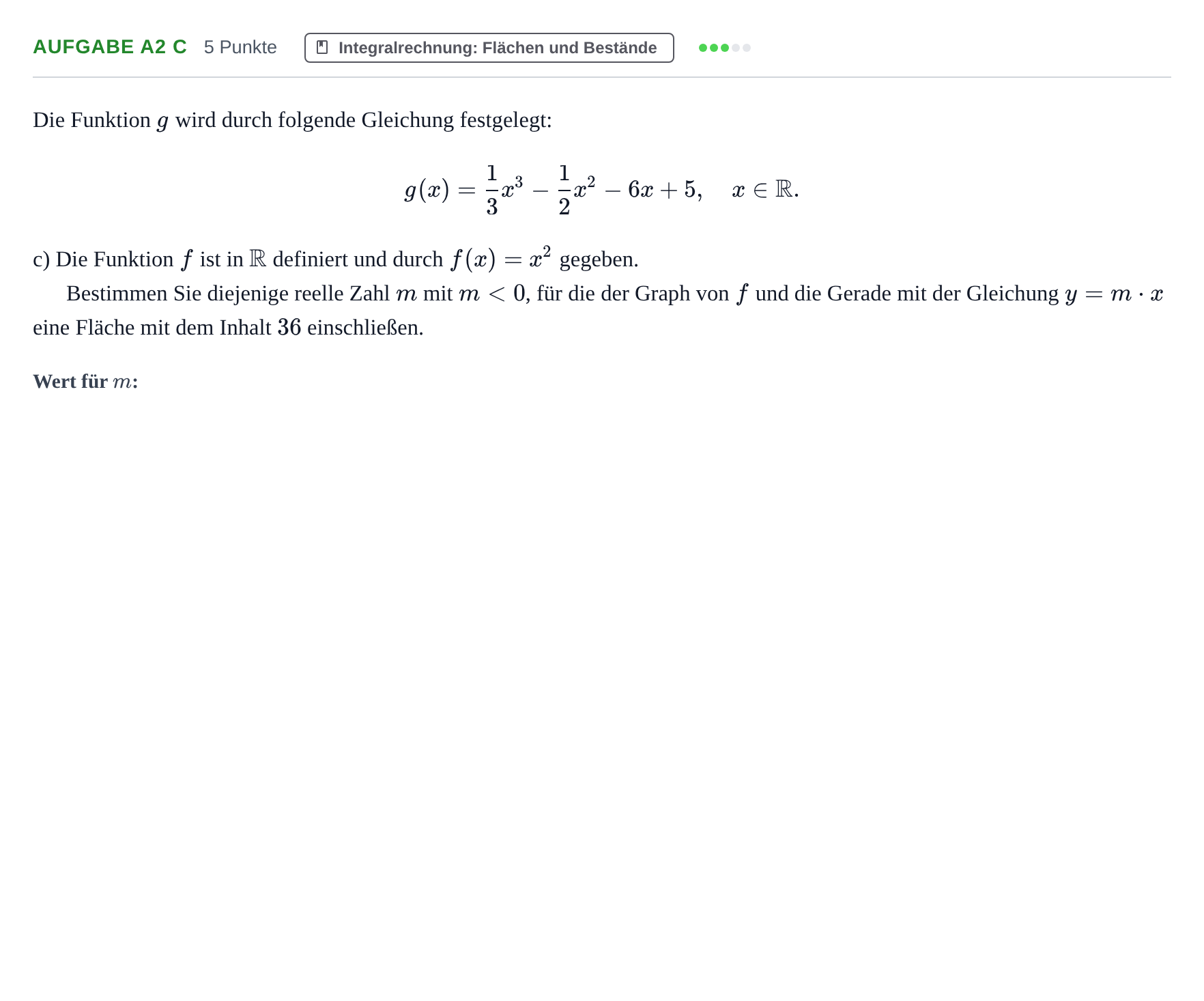 Aufgabenstellung: Aufgabe A2 c · Abitur NRW Mathematik GK · Haupttermin · GTR 2022