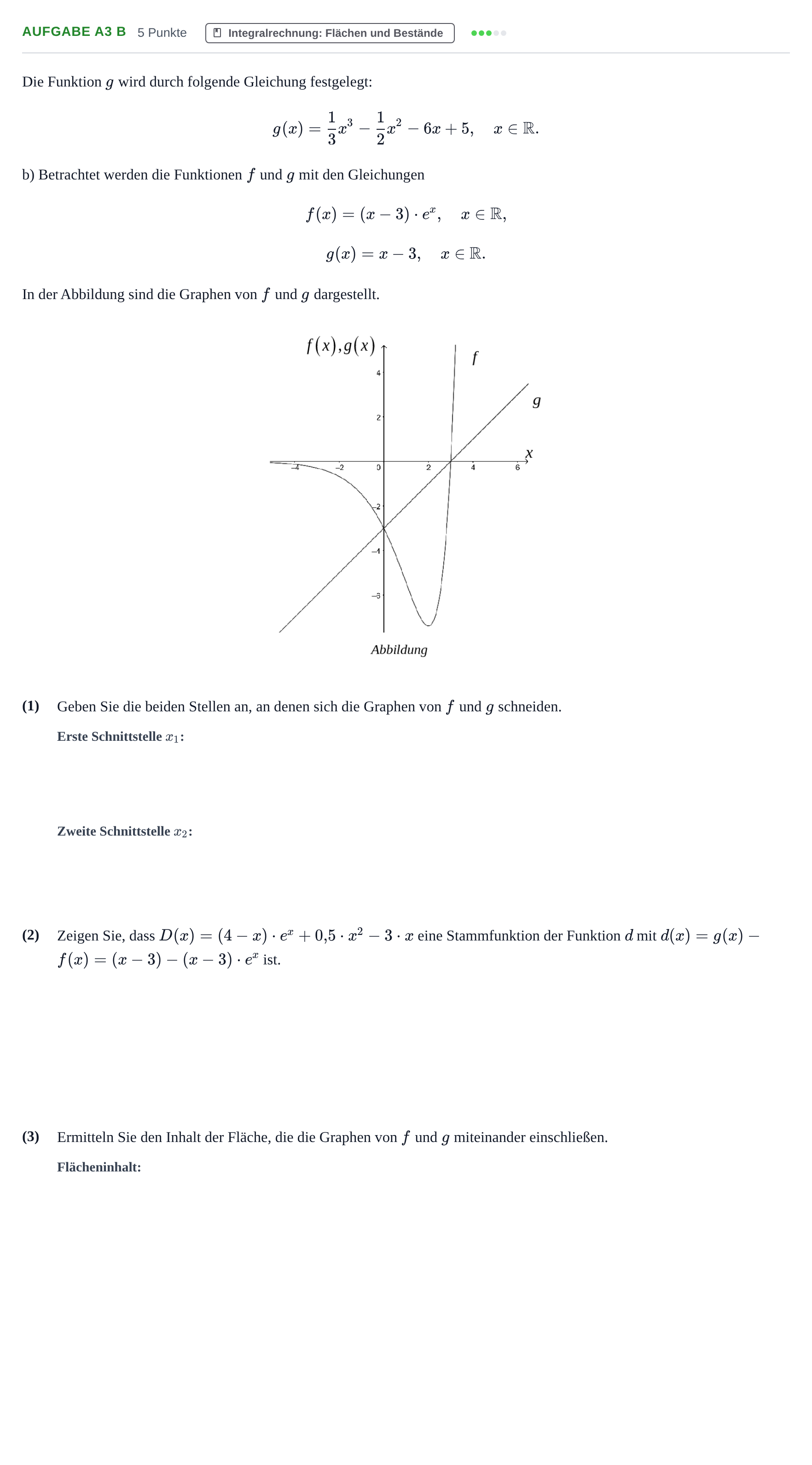 Aufgabenstellung: Aufgabe A3 b · Abitur NRW Mathematik GK · Haupttermin · GTR 2022