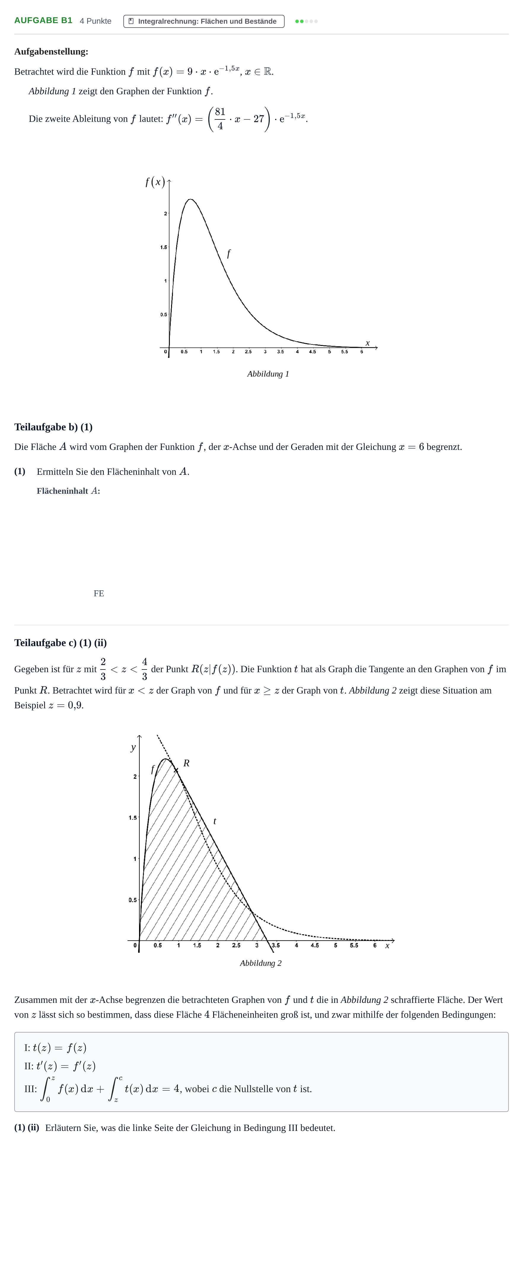 Aufgabenstellung: Aufgabe B1 - Integralrechnung · Abitur NRW Mathematik GK · Haupttermin · GTR 2022
