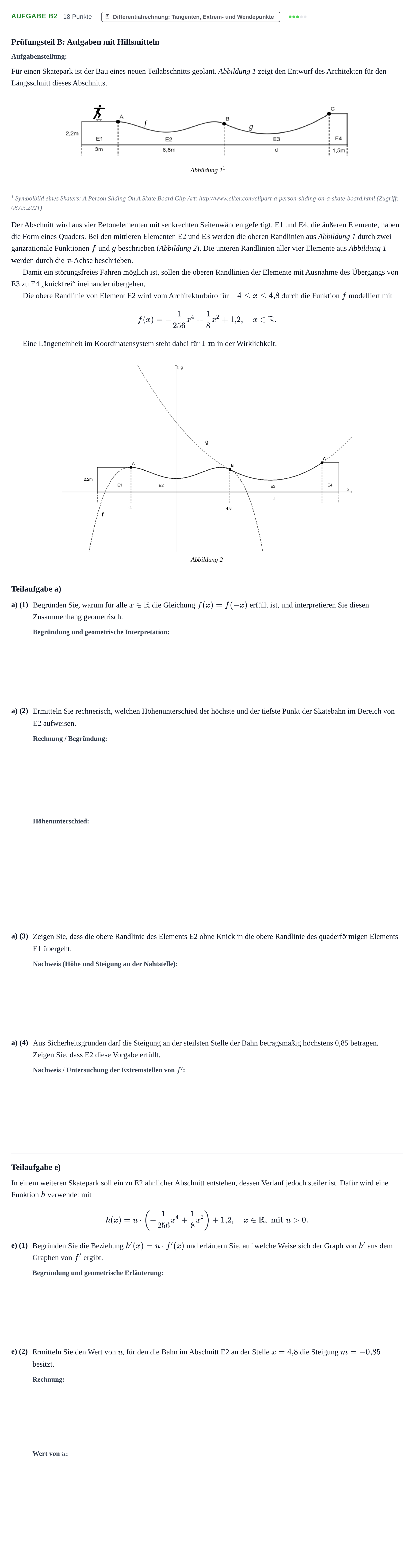 Aufgabenstellung: Aufgabe B2 - Differentialrechnung · Abitur NRW Mathematik GK · Haupttermin · GTR 2022