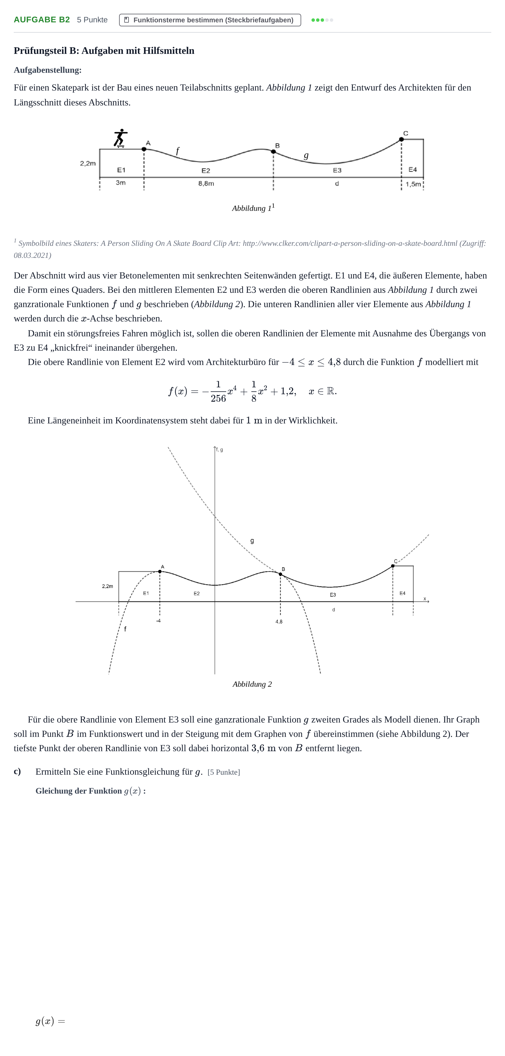 Aufgabenstellung: Aufgabe B2 - Funktionsterme bestimmen · Abitur NRW Mathematik GK · Haupttermin · GTR 2022