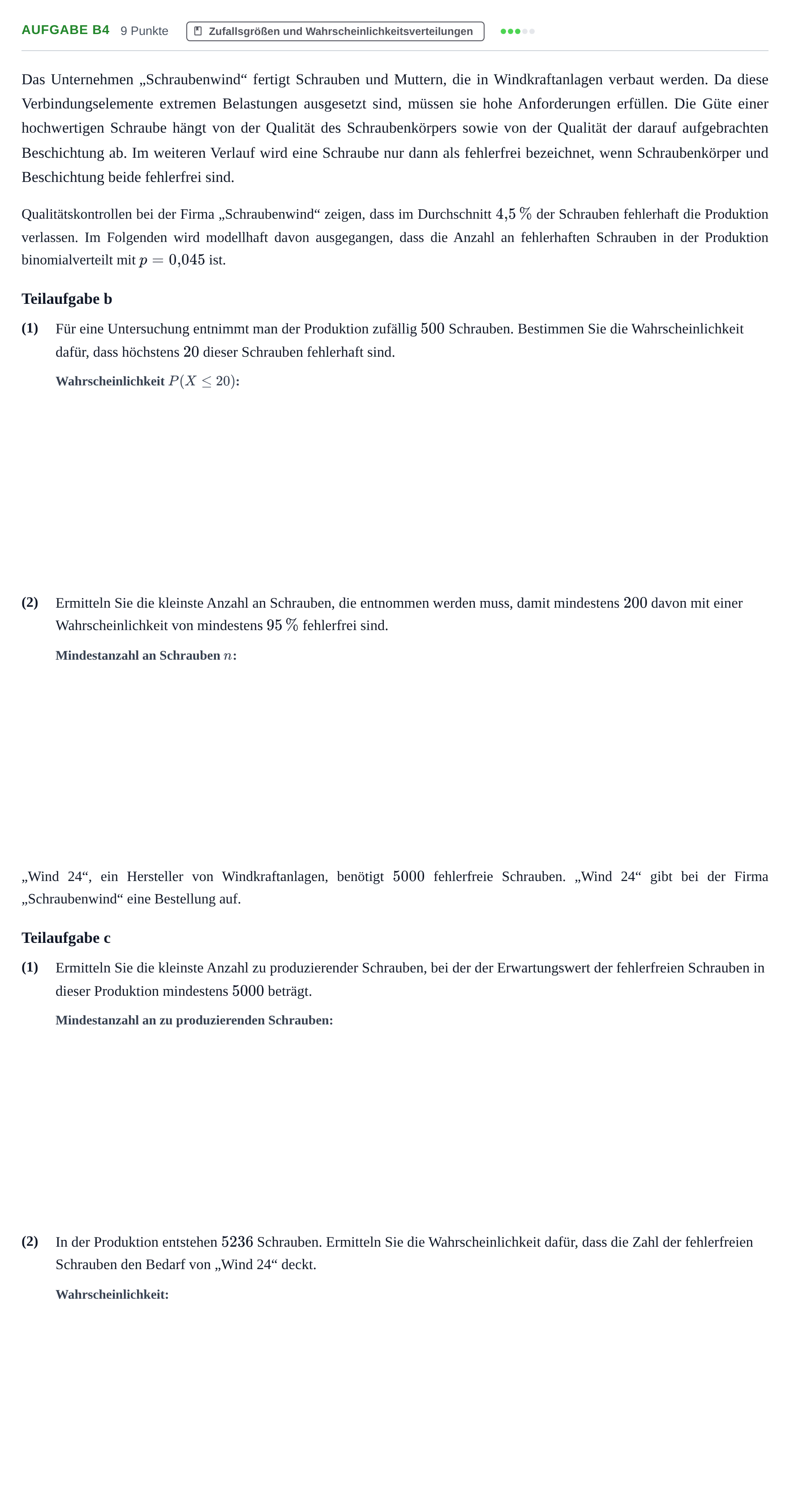 Aufgabenstellung: Aufgabe B4 - Zufallsgrößen und Wahrscheinlichkeit… · Abitur NRW Mathematik GK · Haupttermin · GTR 2022