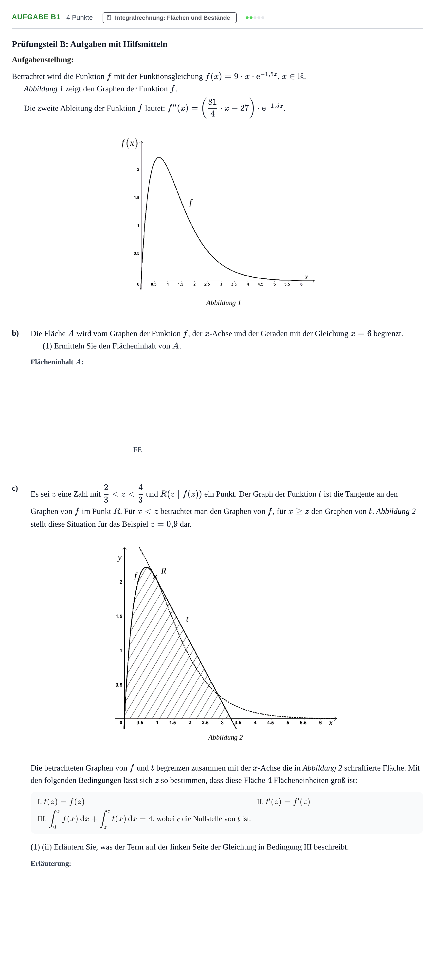 Aufgabenstellung: Aufgabe B1 - Integralrechnung · Abitur NRW Mathematik GK · Haupttermin · GTR · Weiterbildungsk 2022