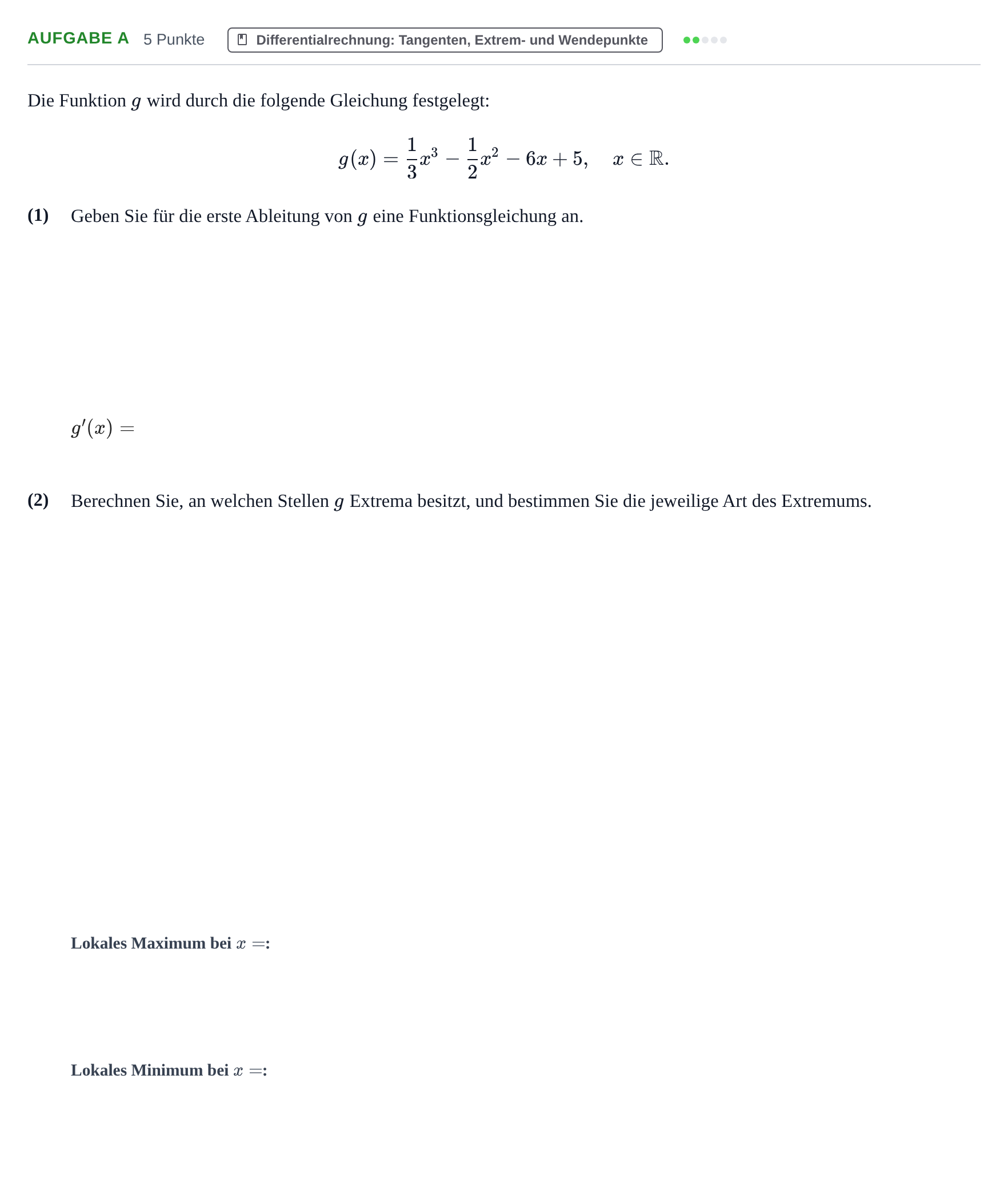 Aufgabenstellung: Aufgabe a · Abitur NRW Mathematik GK · Haupttermin · GTR · Weiterbildungsk 2022