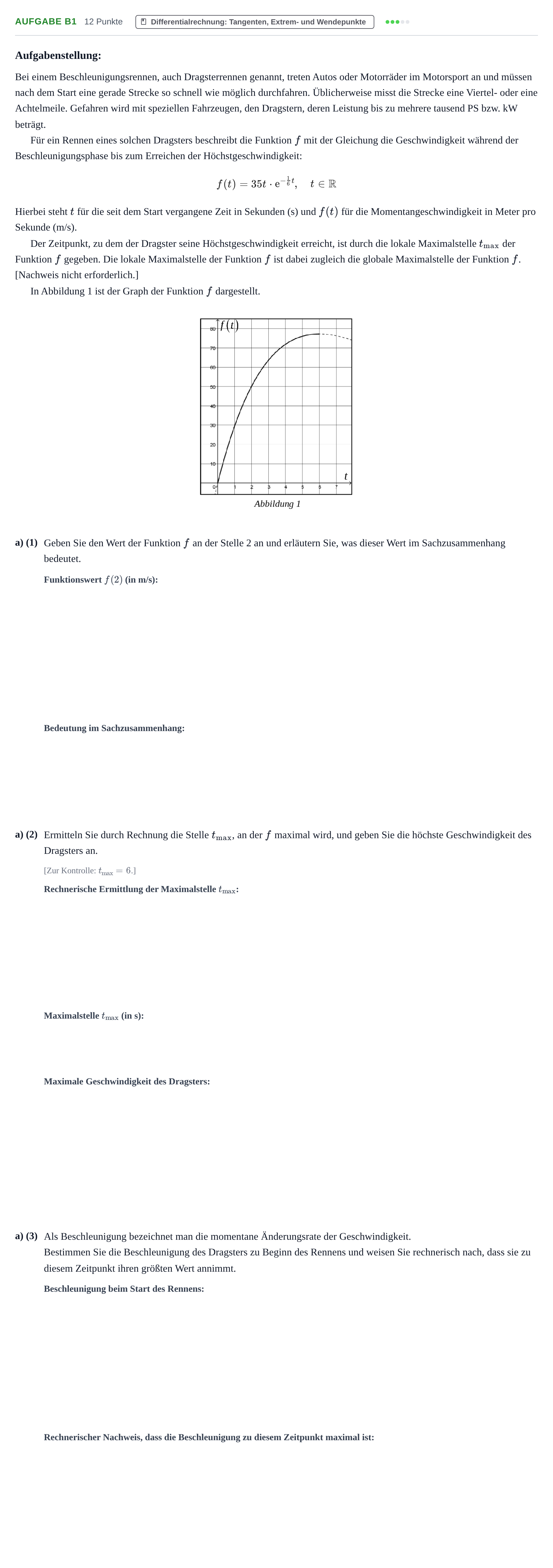 Aufgabenstellung: Aufgabe B1 - Differentialrechnung · Abitur NRW Mathematik GK · Nachtermin · CAS 2022