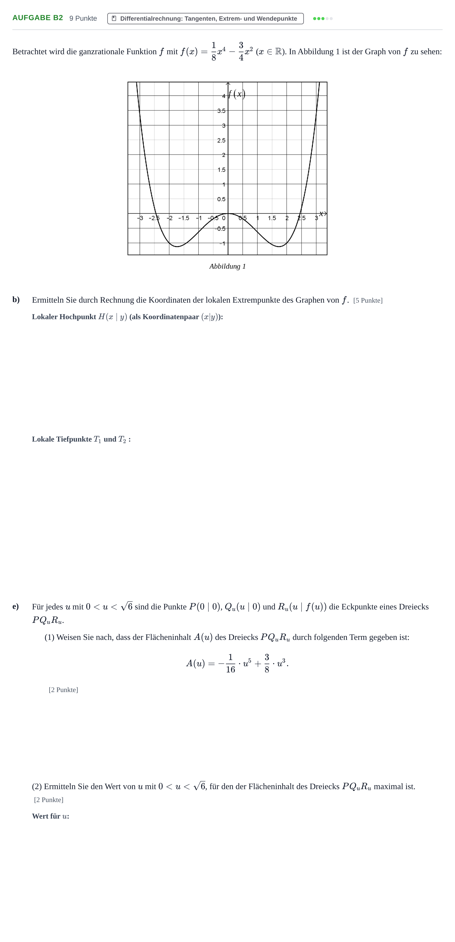 Aufgabenstellung: Aufgabe B2 - Differentialrechnung · Abitur NRW Mathematik GK · Nachtermin · CAS 2022