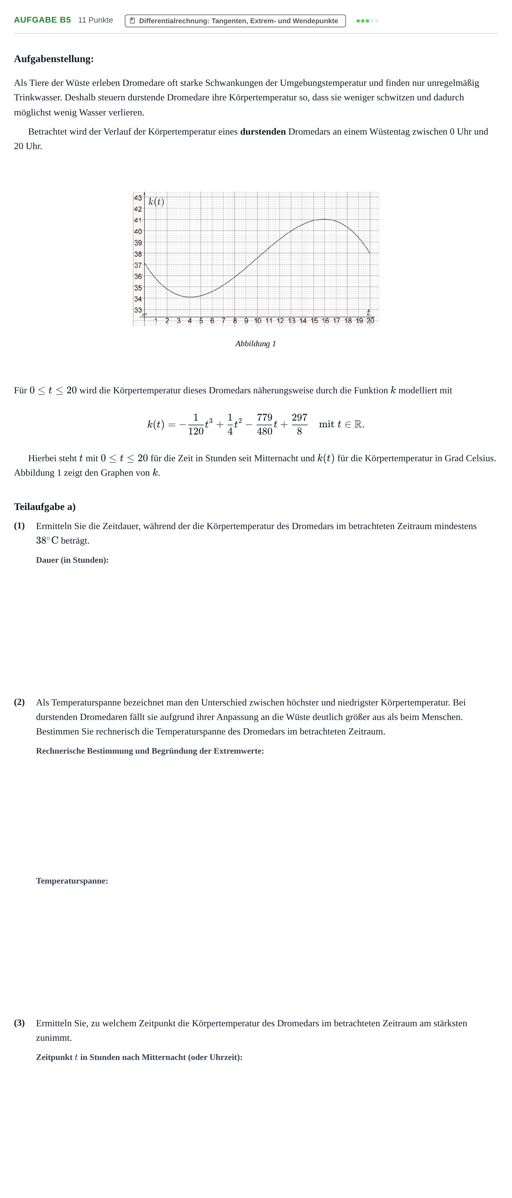 Aufgabenstellung: Aufgabe B5 - Differentialrechnung · Abitur NRW Mathematik GK · Nachtermin · CAS 2022