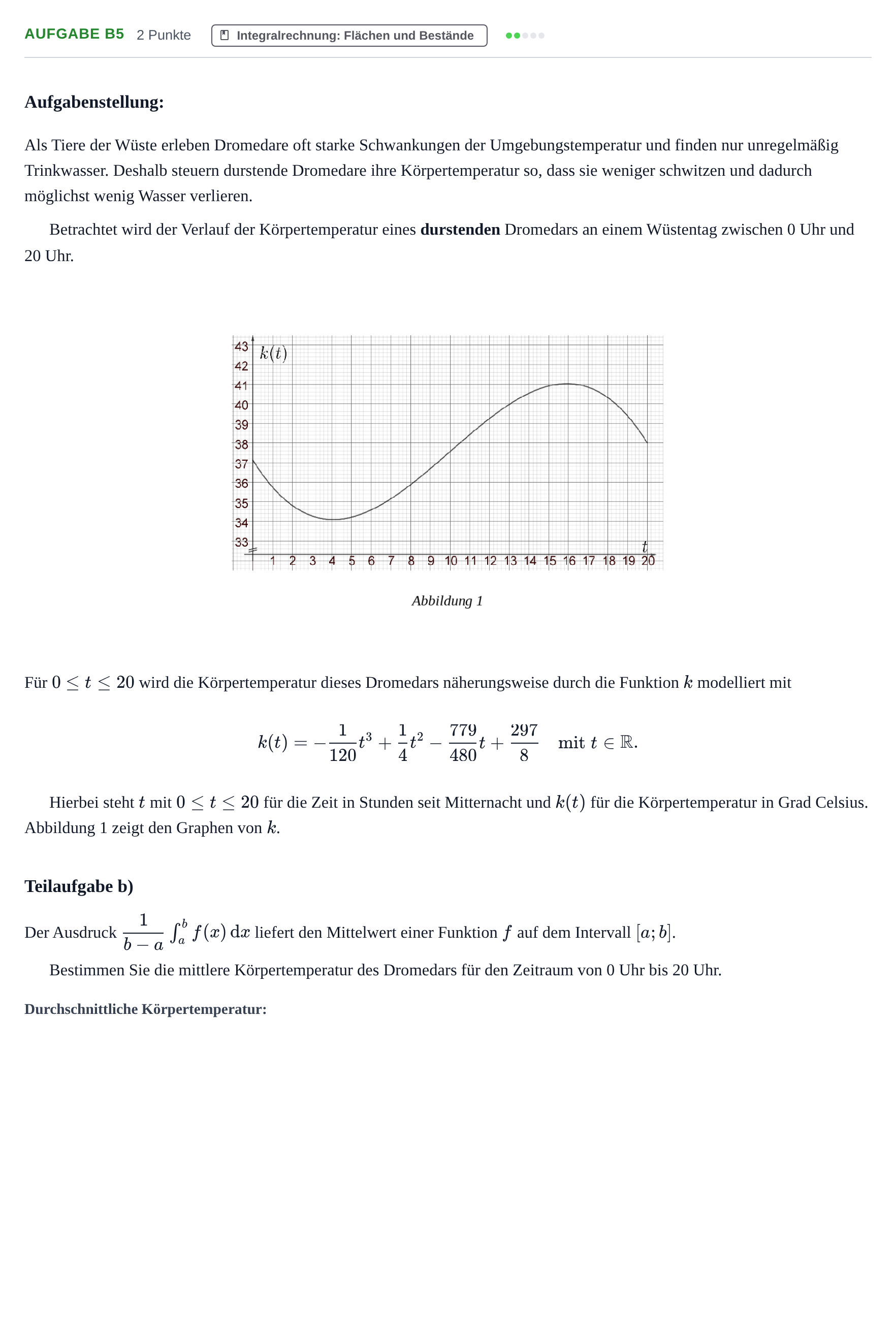 Aufgabenstellung: Aufgabe B5 - Integralrechnung · Abitur NRW Mathematik GK · Nachtermin · CAS 2022