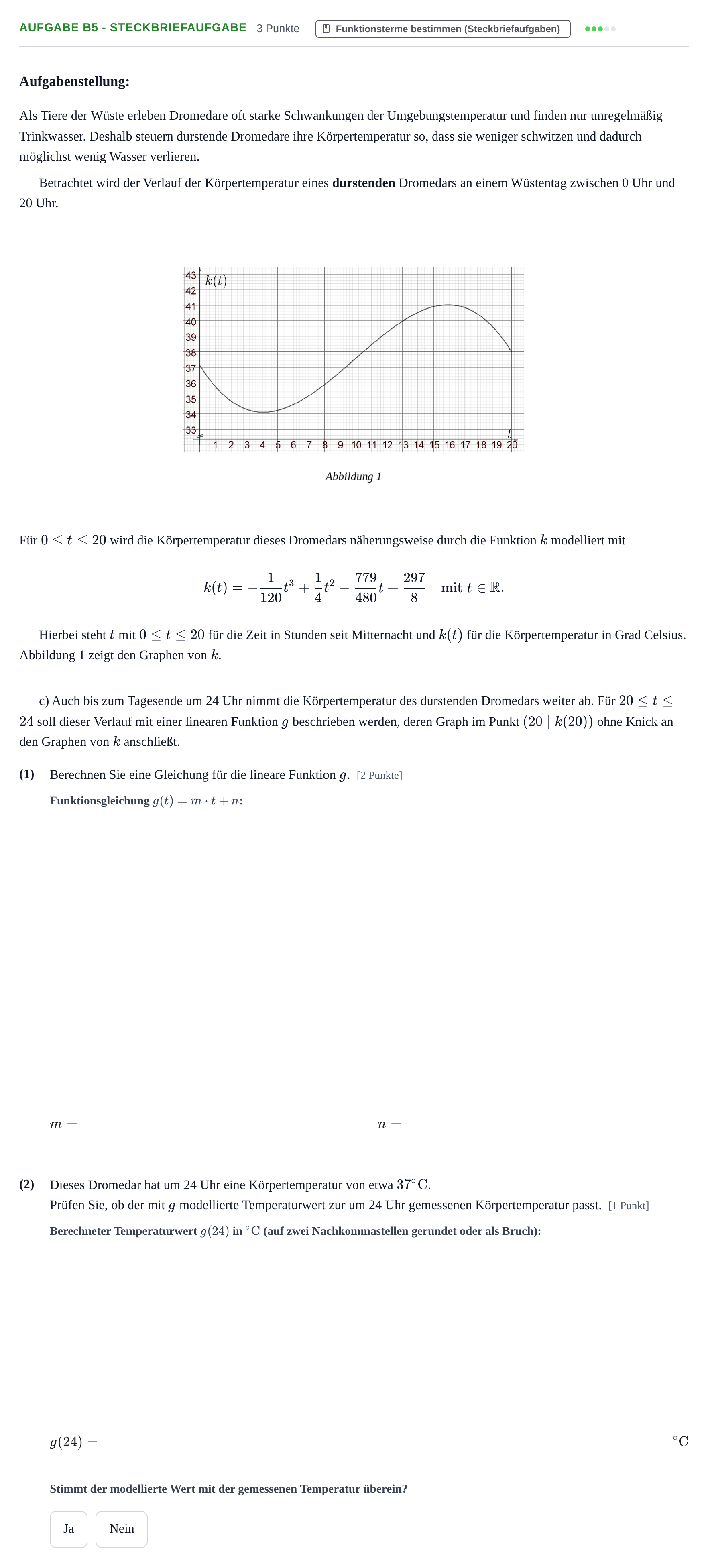 Aufgabenstellung: Aufgabe B5 - Steckbriefaufgabe · Abitur NRW Mathematik GK · Nachtermin · CAS 2022