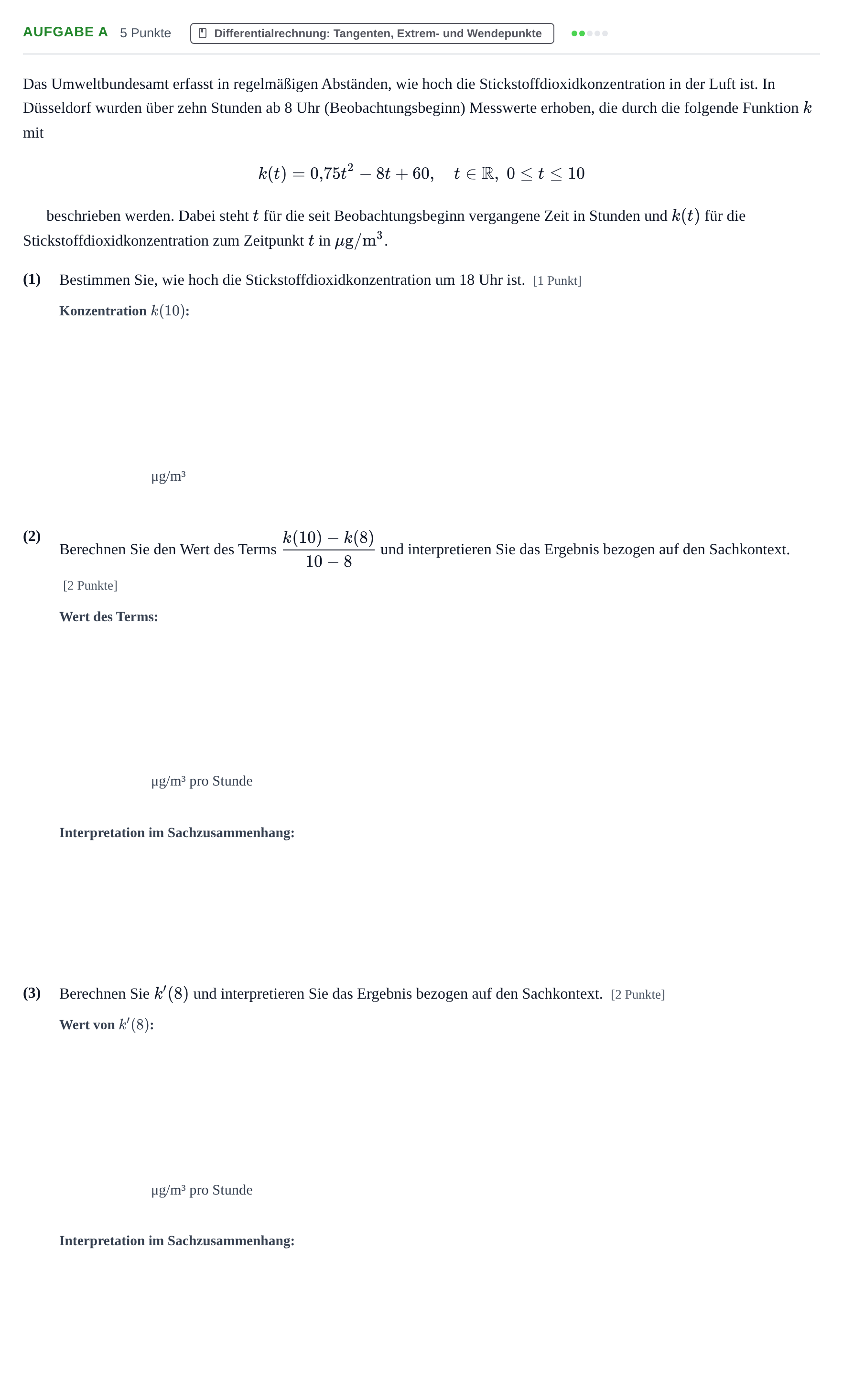 Aufgabenstellung: Aufgabe a · Abitur NRW Mathematik GK · Nachtermin · CAS 2022