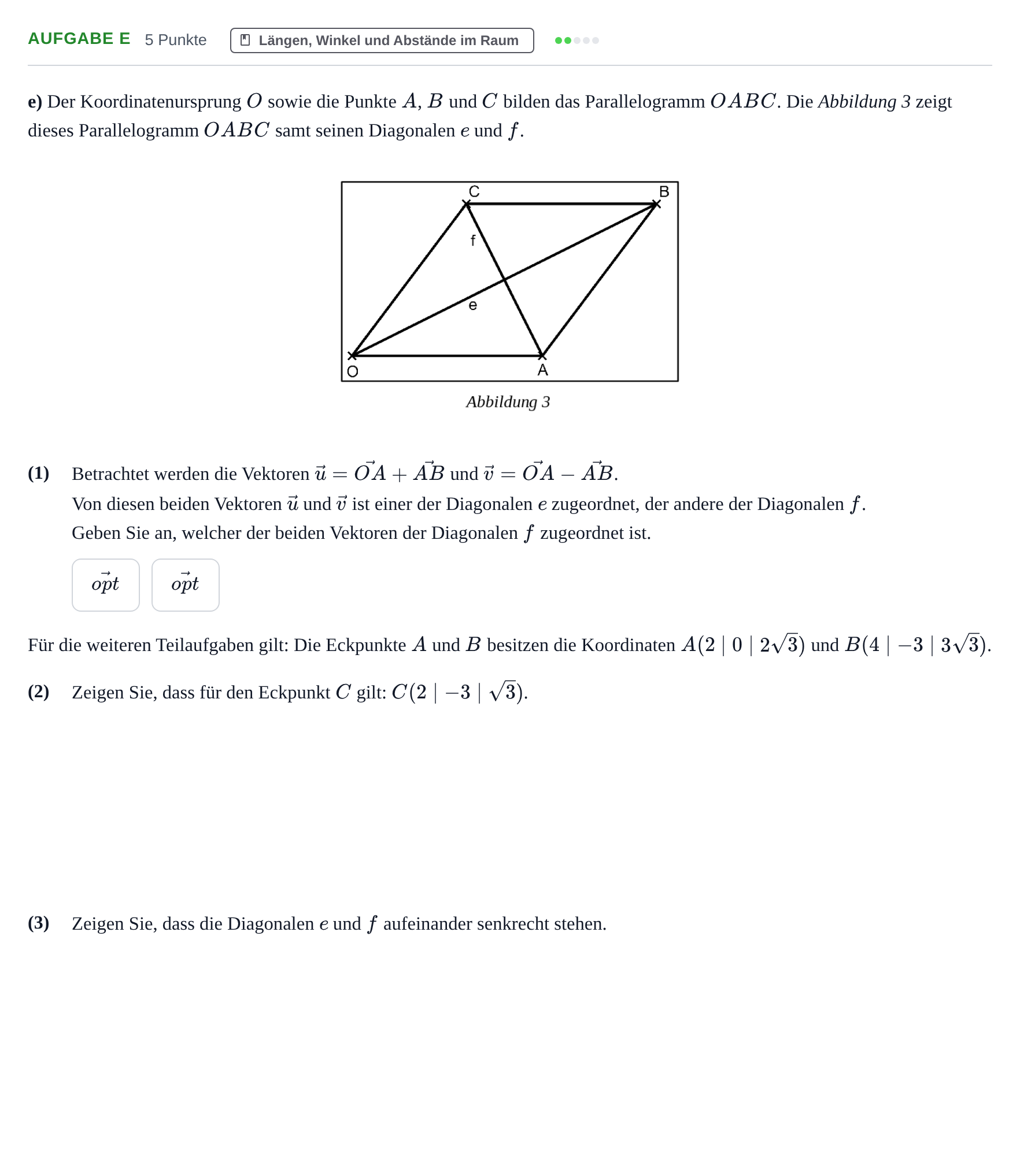 Aufgabenstellung: Aufgabe e · Abitur NRW Mathematik GK · Nachtermin · CAS 2022