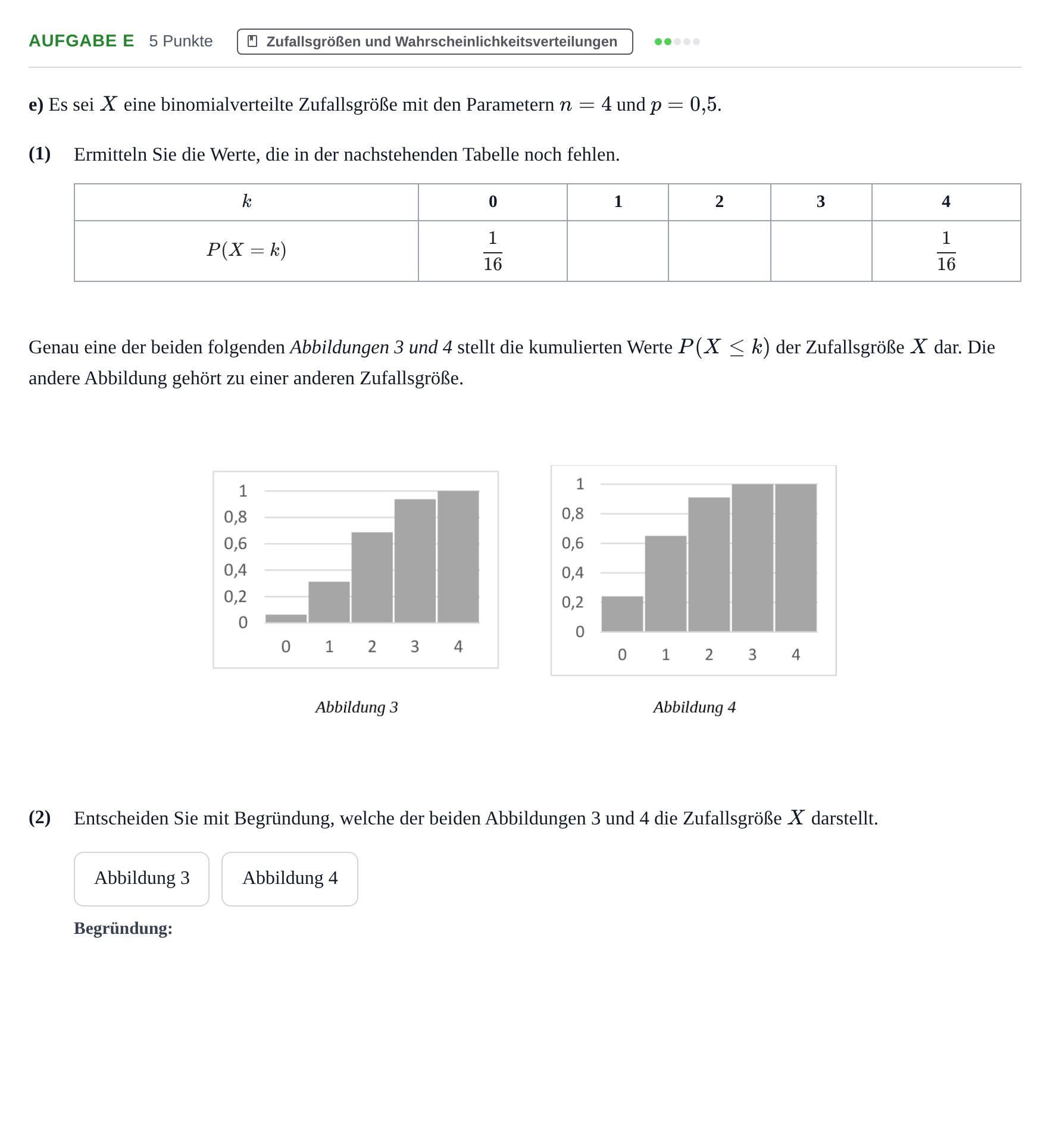 Aufgabenstellung: Aufgabe e · Abitur NRW Mathematik GK · Nachtermin · CAS 2022