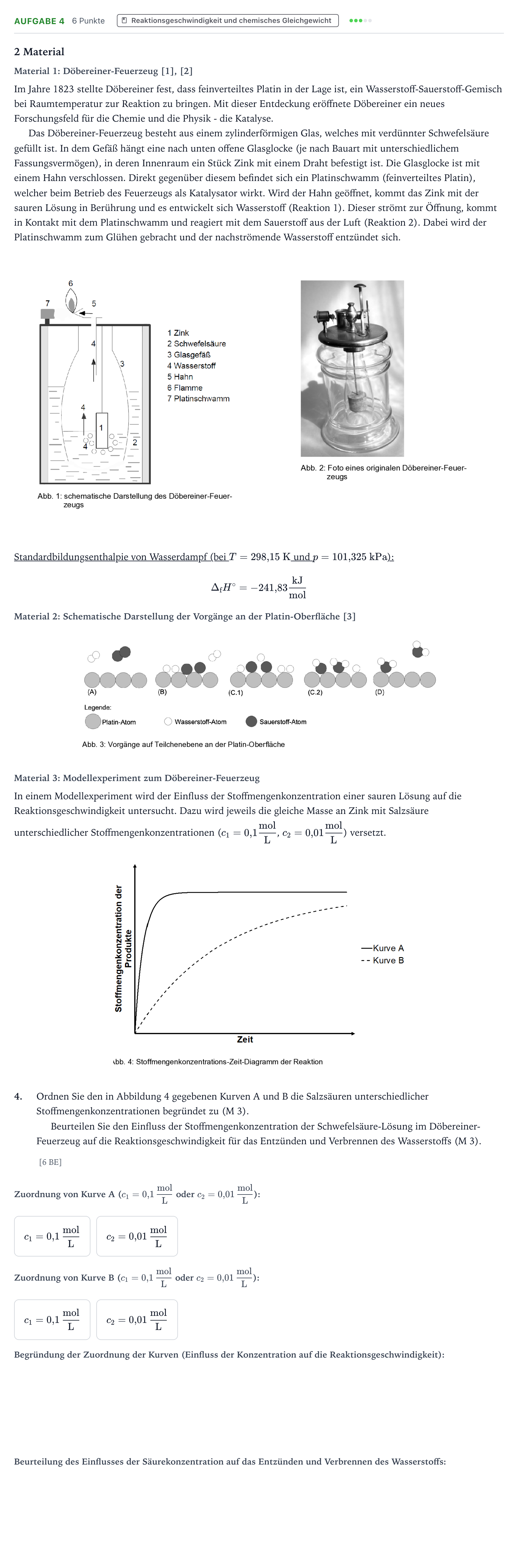 Aufgabenstellung: Aufgabe 4 · Abitur NRW Chemie GK · Das Döbereiner-Feuerzeug – eines de 2026