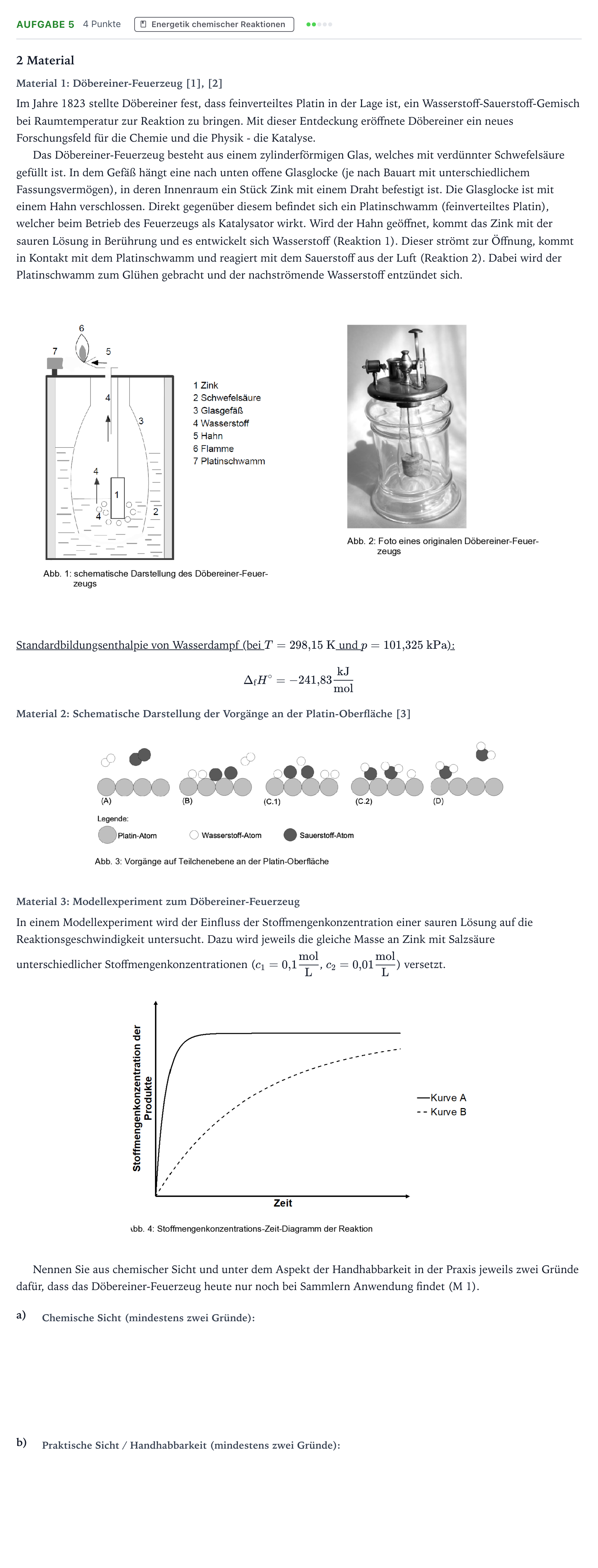 Aufgabenstellung: Aufgabe 5 · Abitur NRW Chemie GK · Das Döbereiner-Feuerzeug – eines de 2026