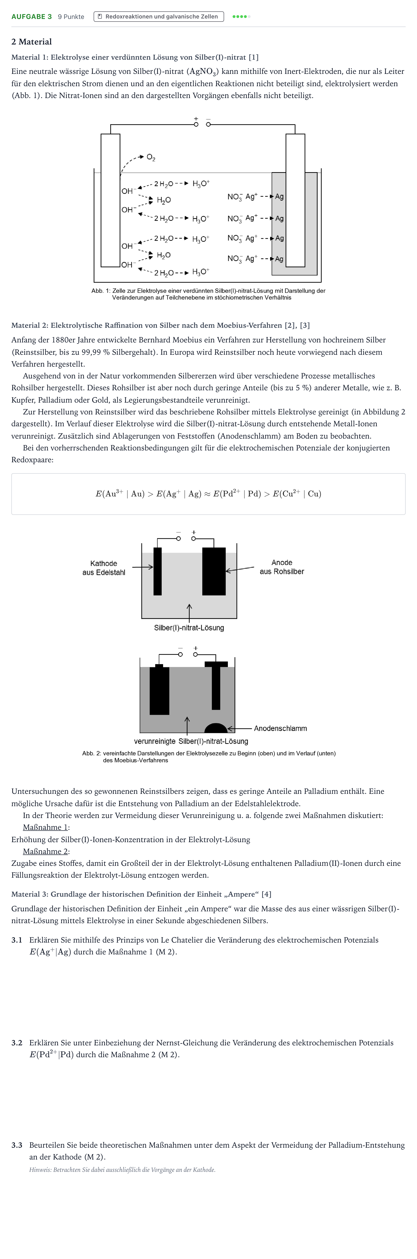 Aufgabenstellung: Aufgabe 3 · Abitur NRW Chemie LK · Elektrolytische Herstellung von Rei 2026