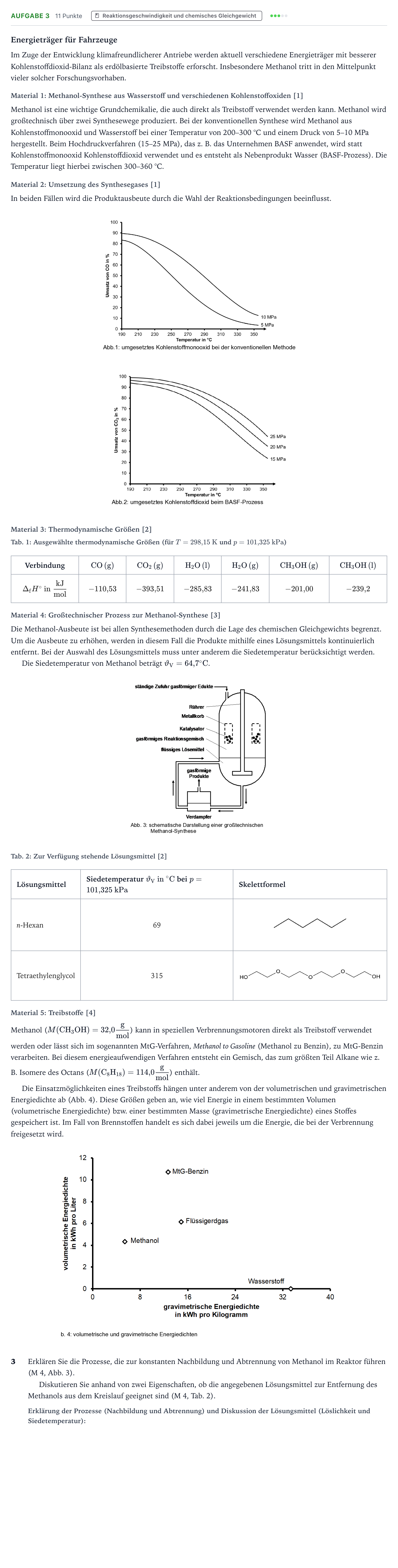 Aufgabenstellung: Aufgabe 3 · Abitur NRW Chemie LK · Energieträger für Fahrzeuge 2025