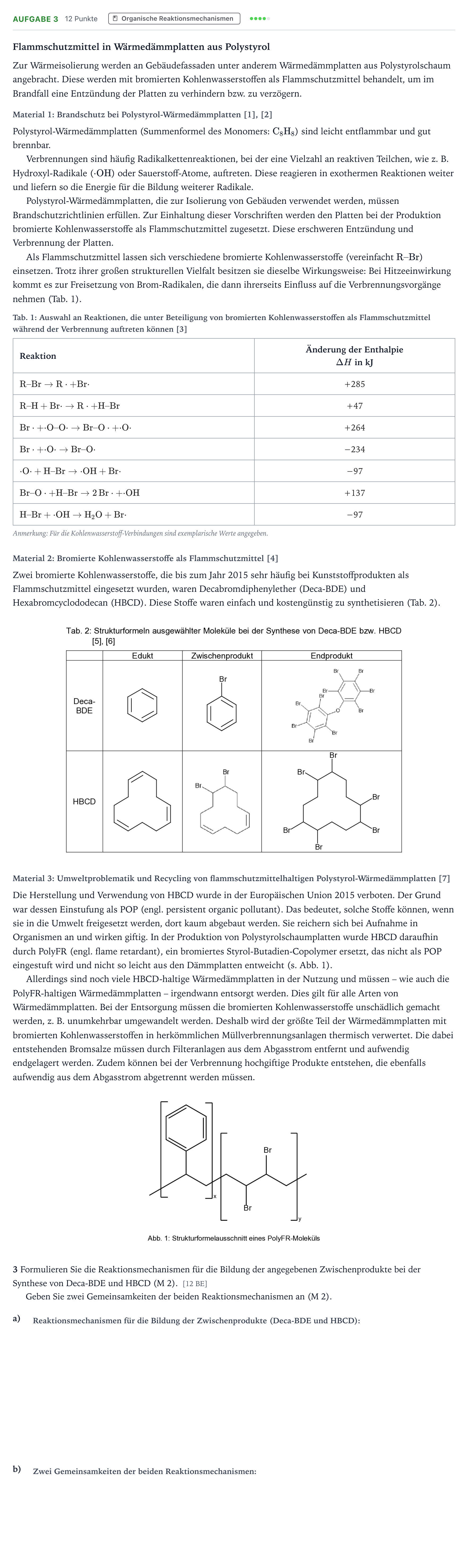 Aufgabenstellung: Aufgabe 3 · Abitur NRW Chemie LK · Flammschutzmittel 2025