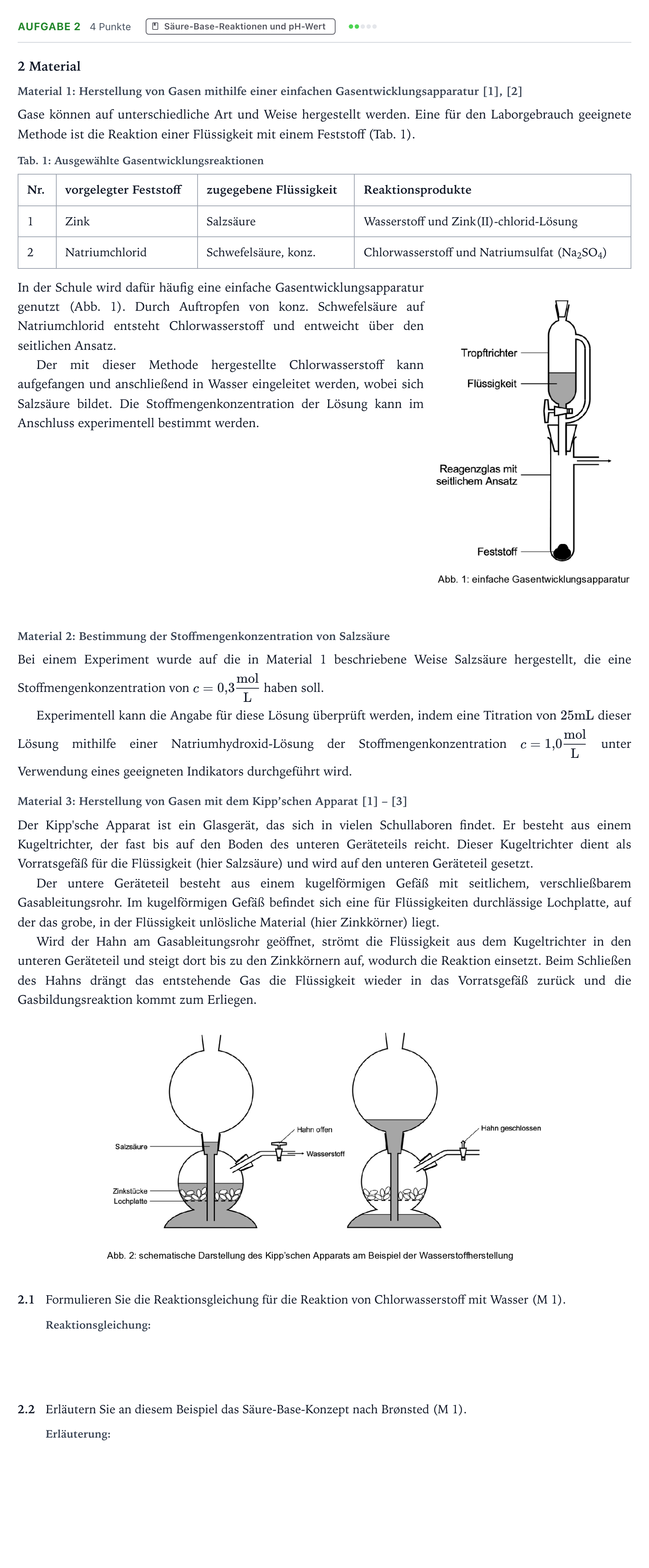 Aufgabenstellung: Aufgabe 2 · Abitur NRW Chemie GK · Herstellung und Verwendung von Gase 2026