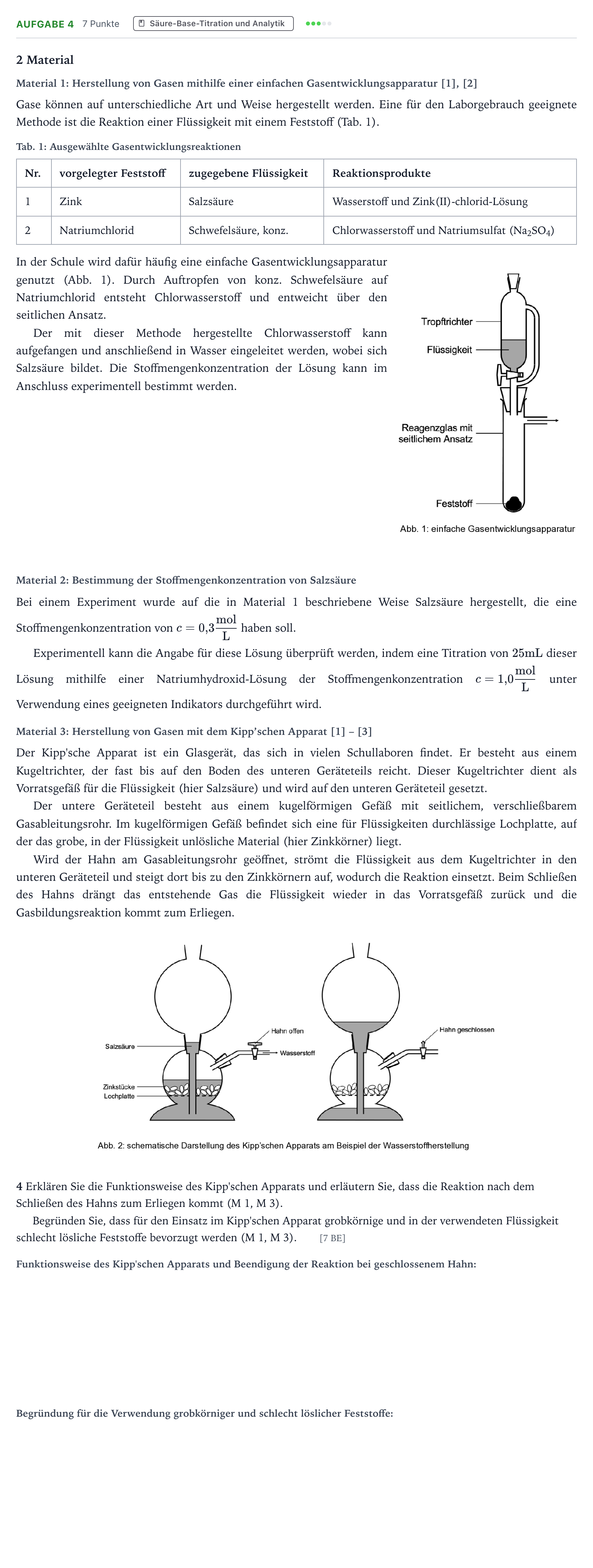 Aufgabenstellung: Aufgabe 4 · Abitur NRW Chemie GK · Herstellung und Verwendung von Gase 2026